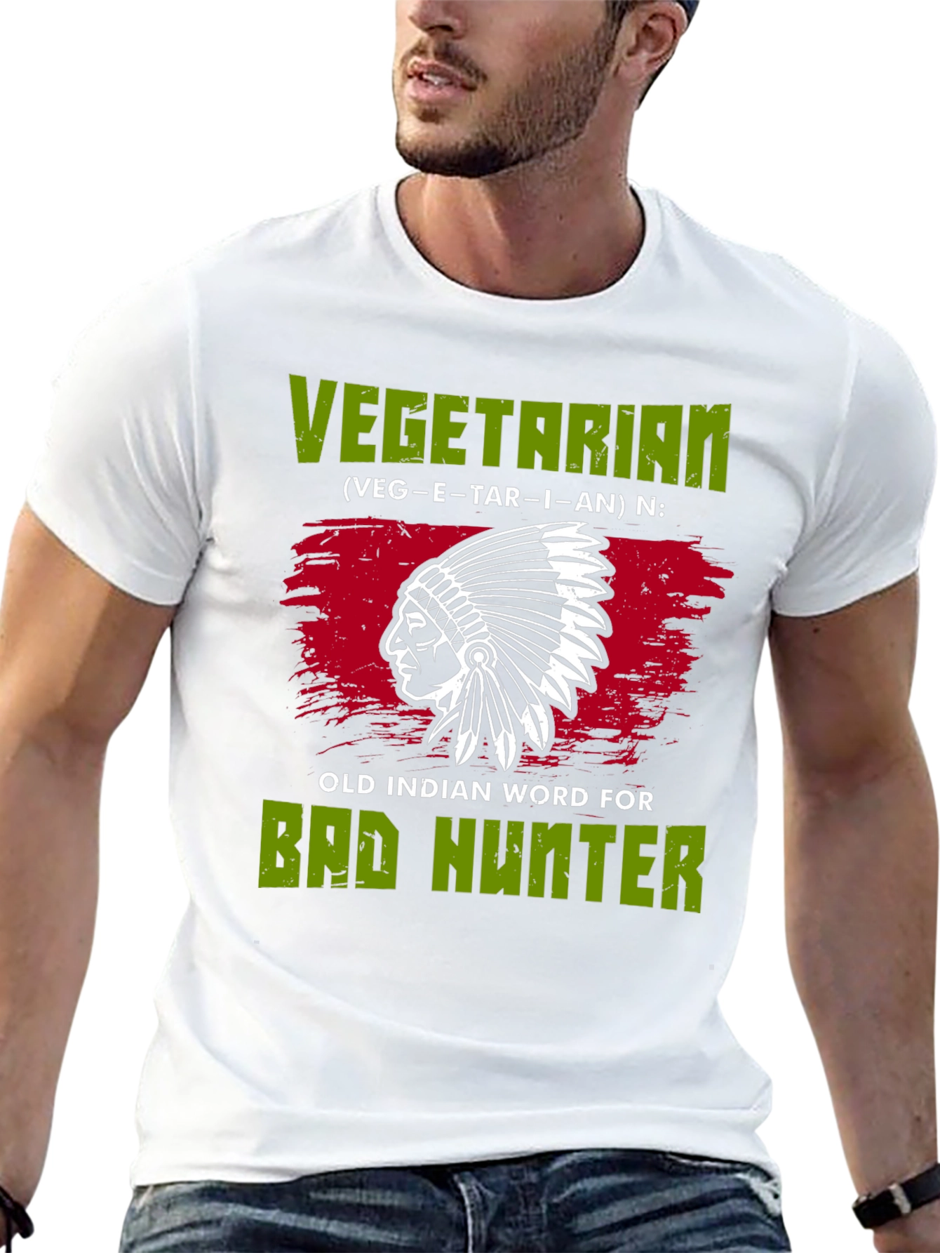 Vegetarian Bad Hunter T-Shirt Novelty Gift