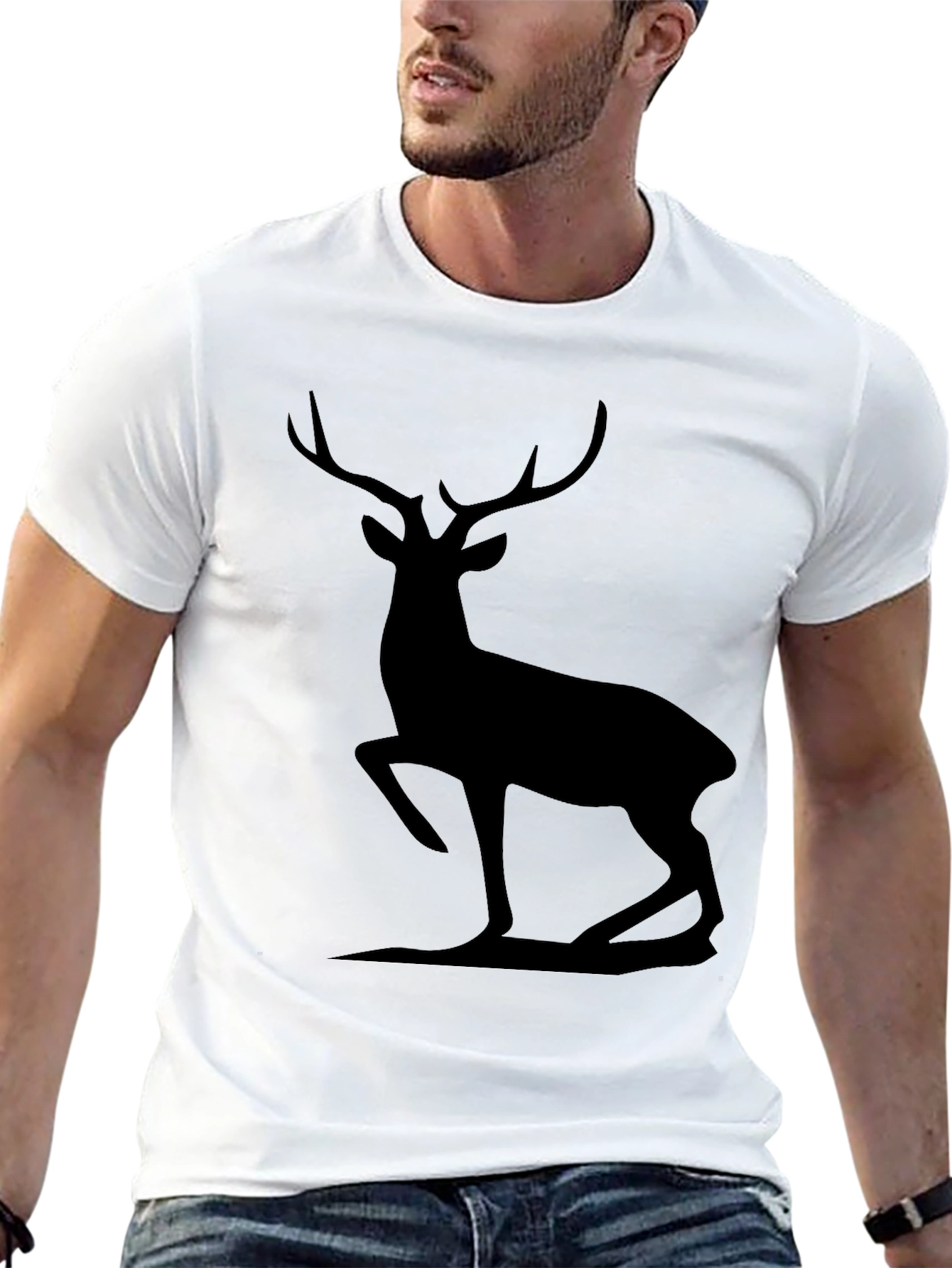 Mens Black Deer Silhouette Graphic Tee