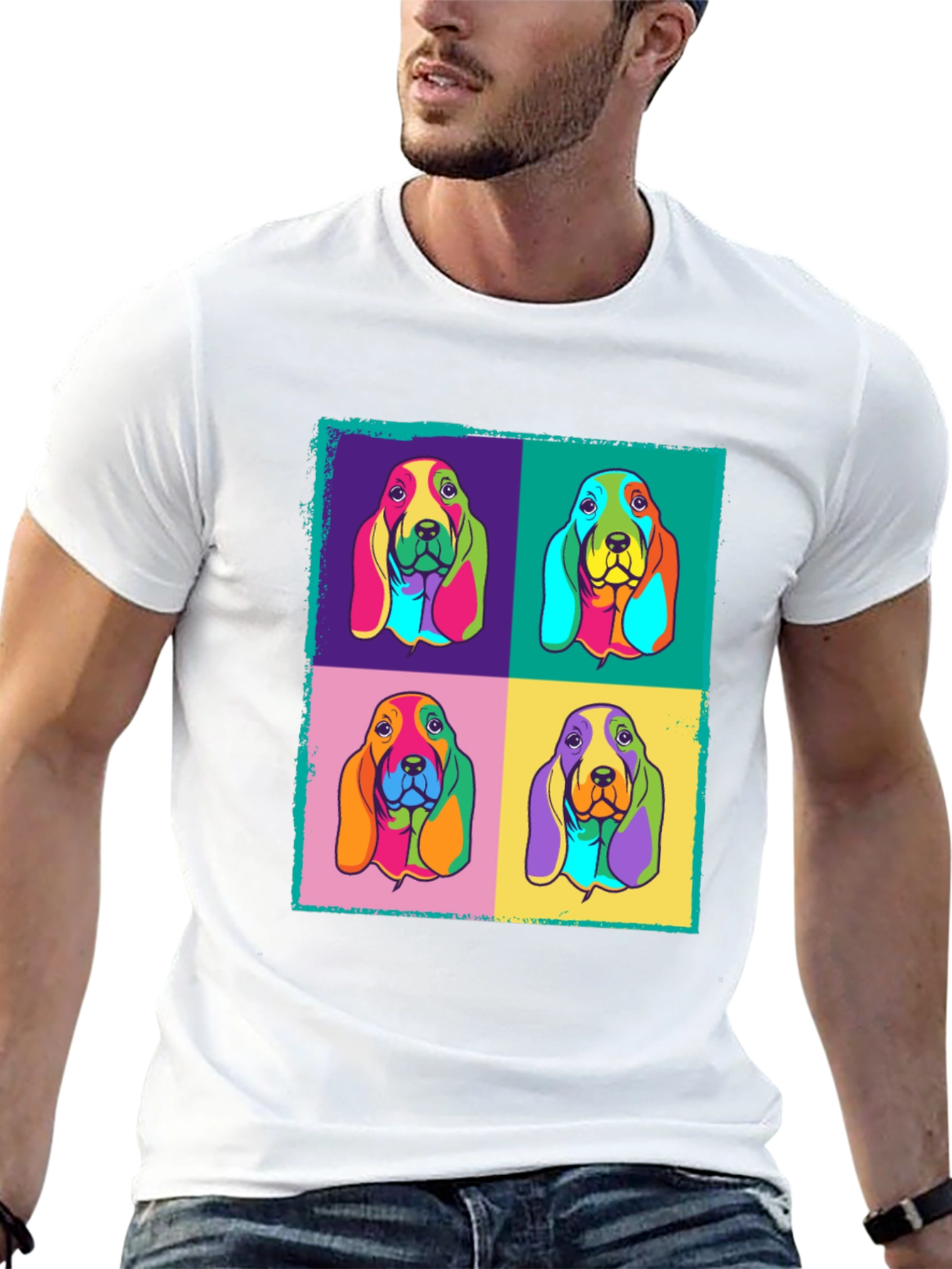 Pop Art Basset Hound Graphic Tee