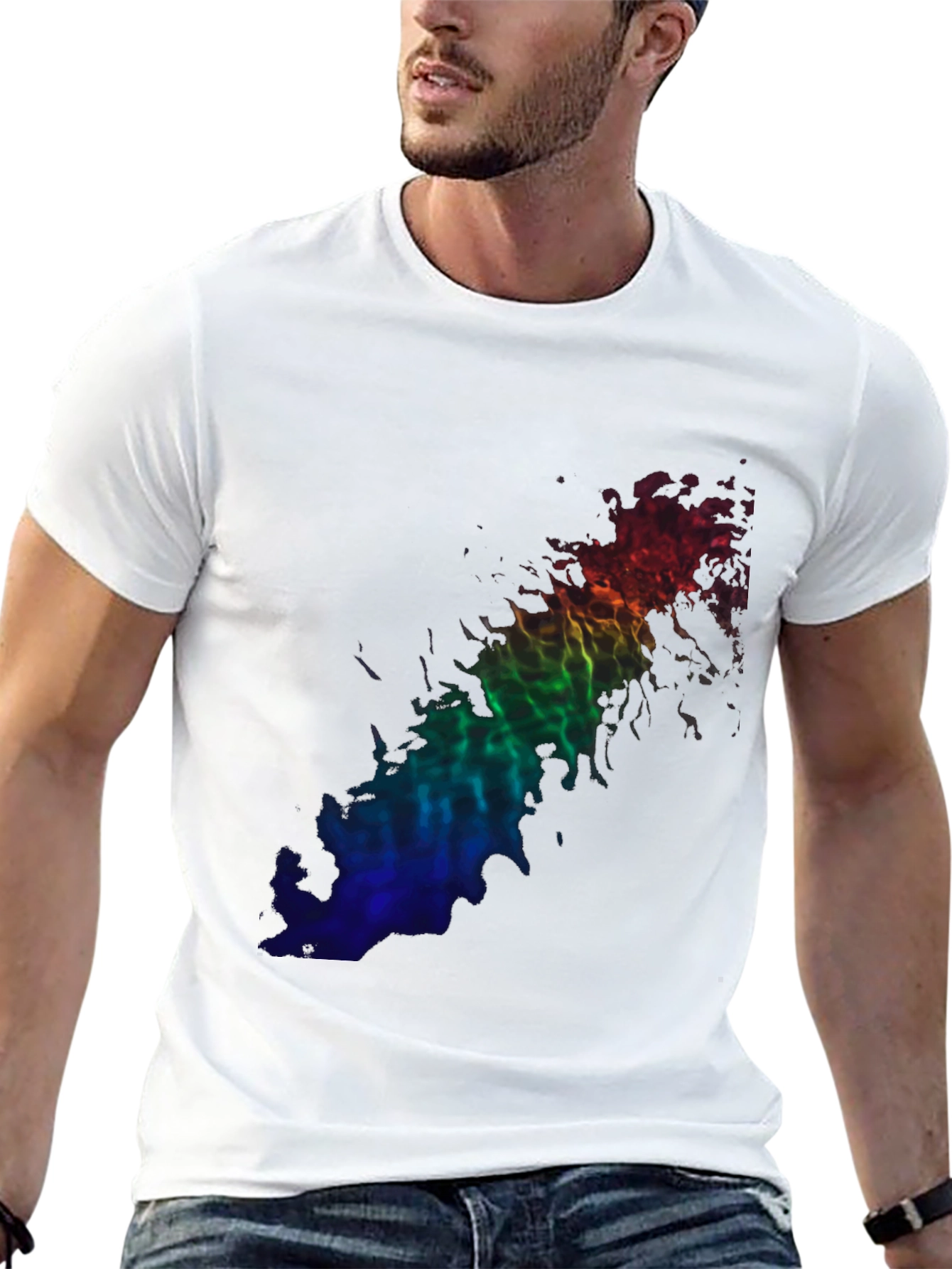 Rainbow Flame Graphic Black T-Shirt