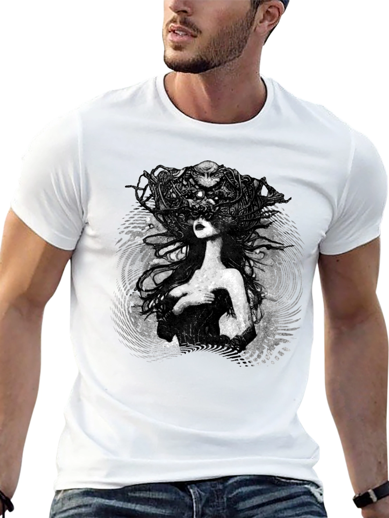 Mystic Woman Graphic Tee - Black Cotton T-Shirt