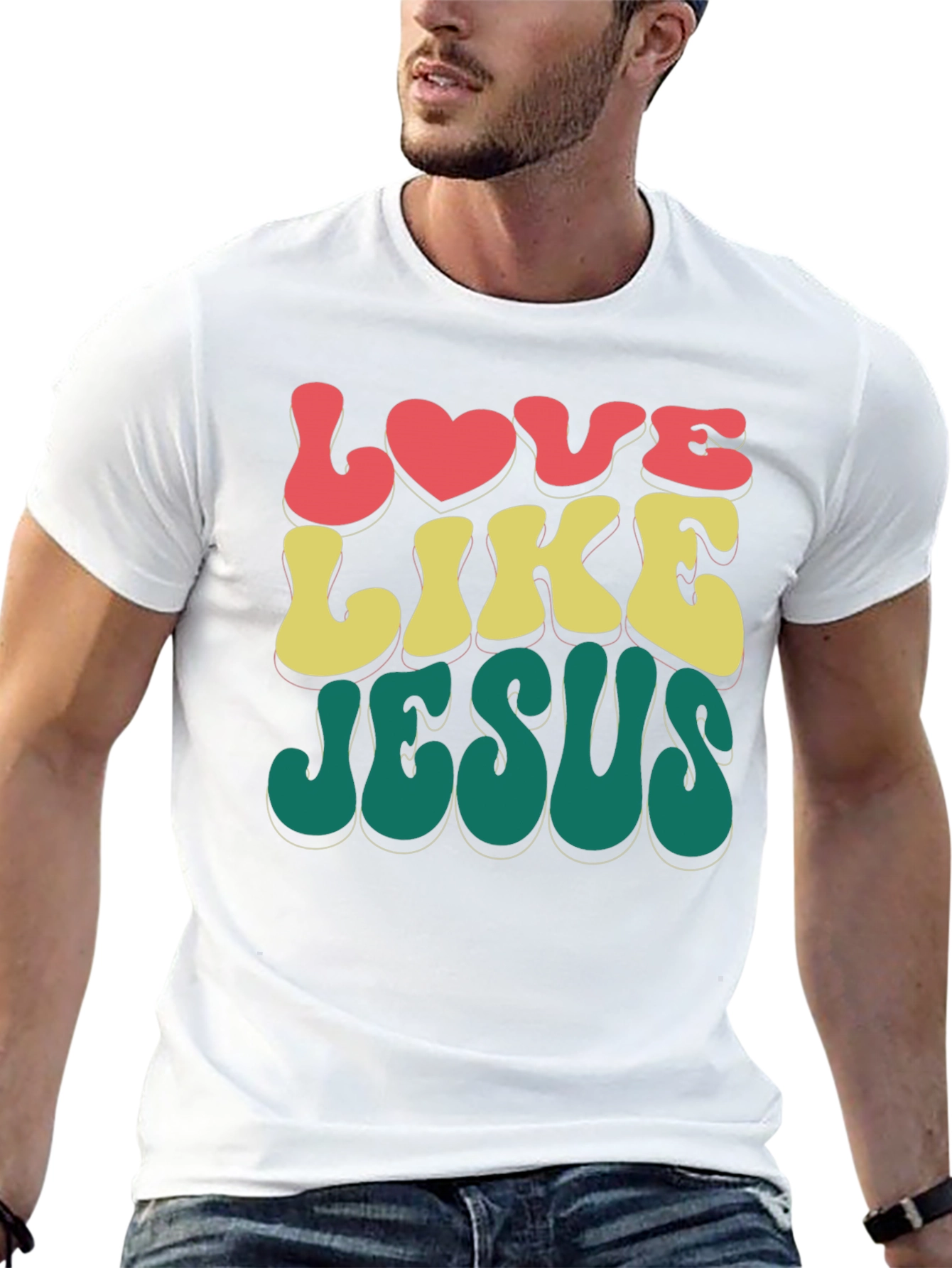 Love Like Jesus Retro Style Black T-Shirt