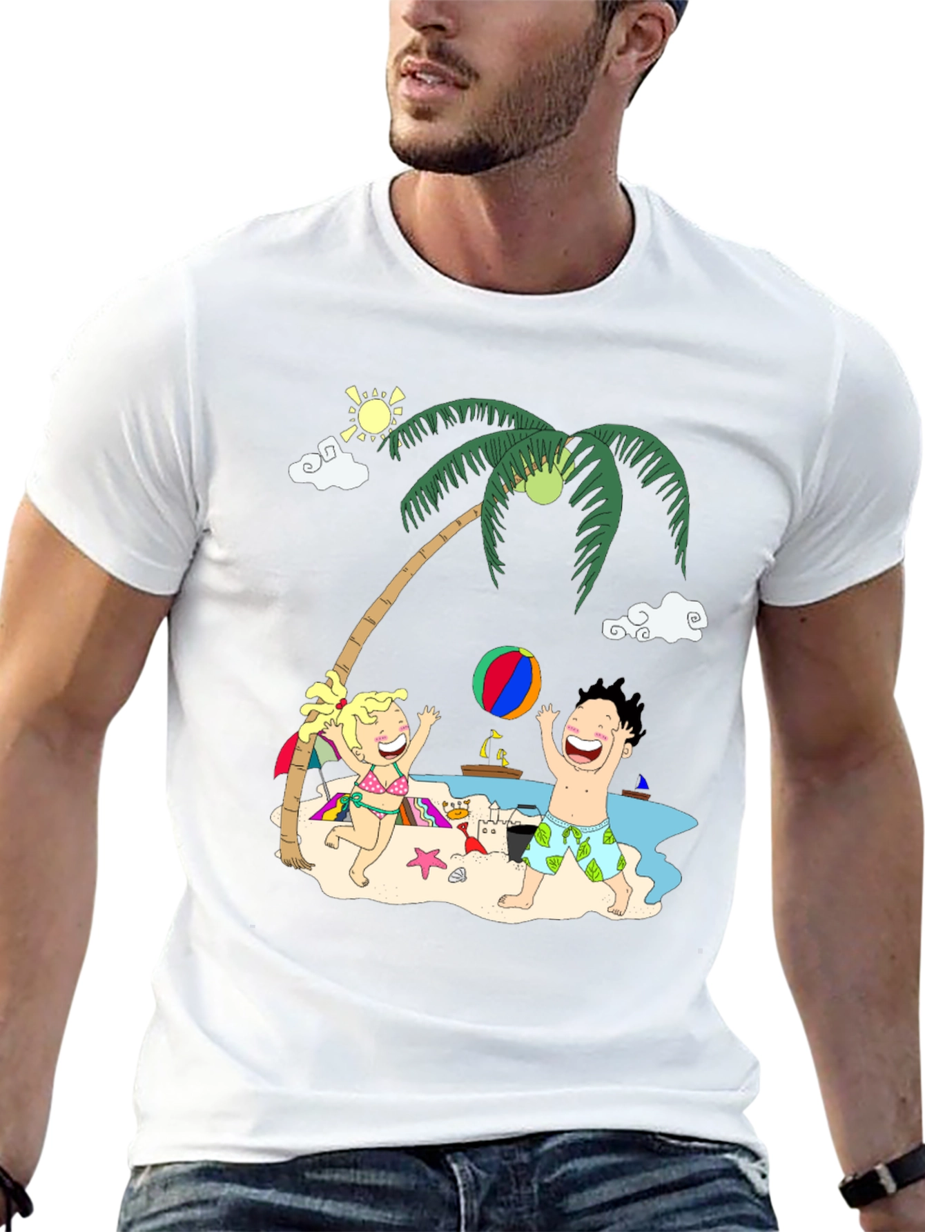 Fun Beach Cartoon Graphic Tee