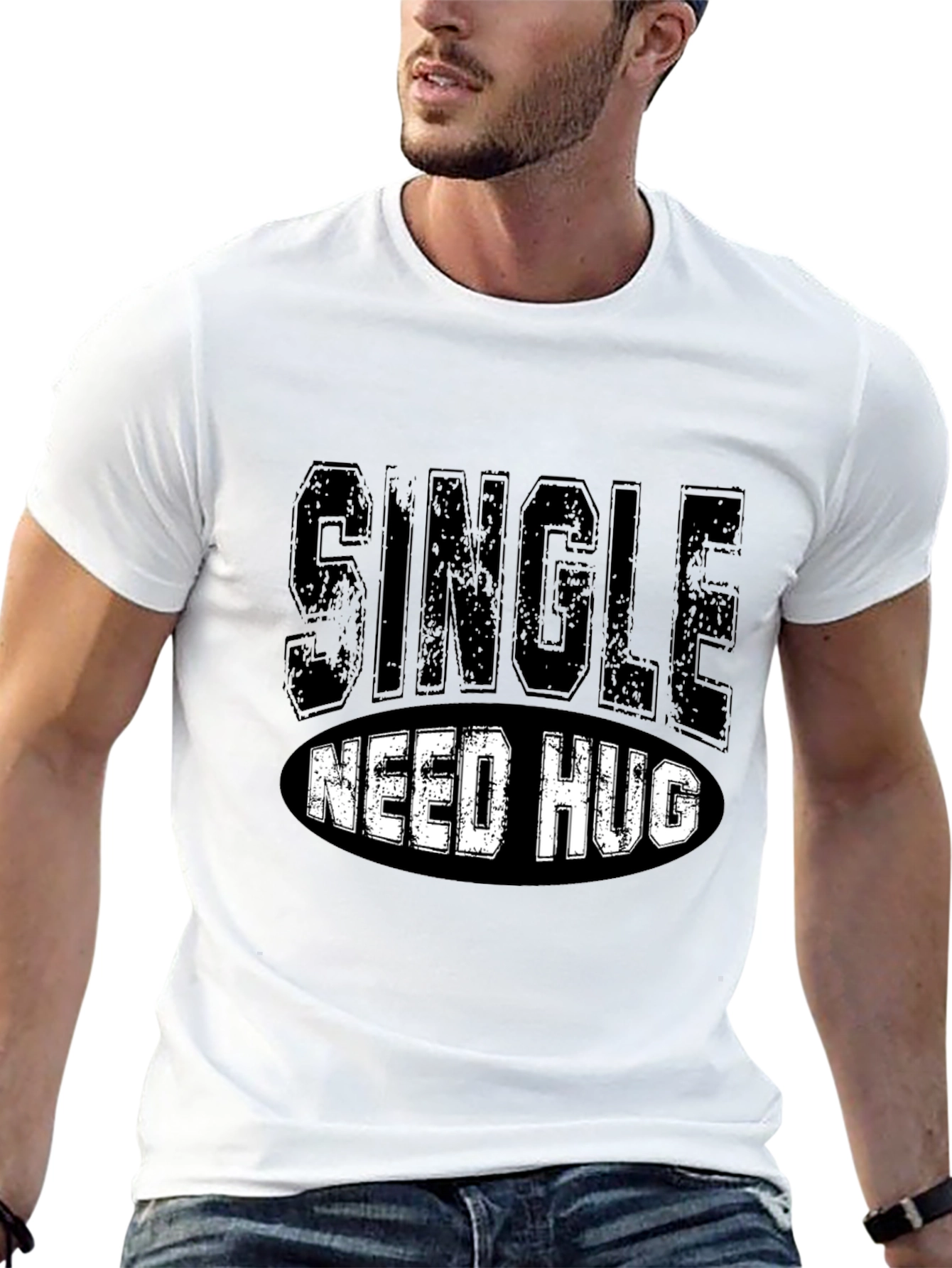 Single Need Hug Black Graphic T-Shirt