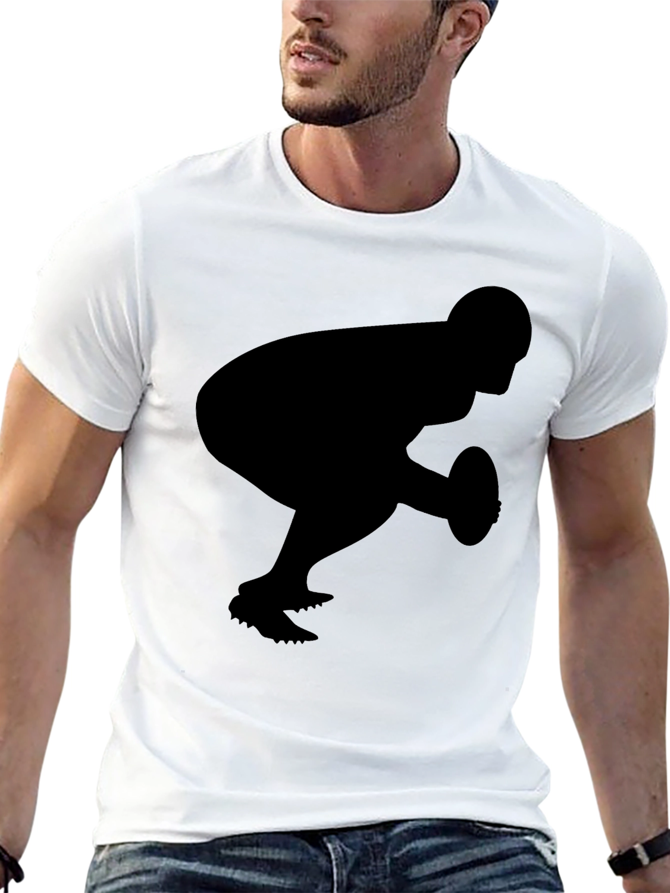 Football Player Silhouette Graphic Tee
