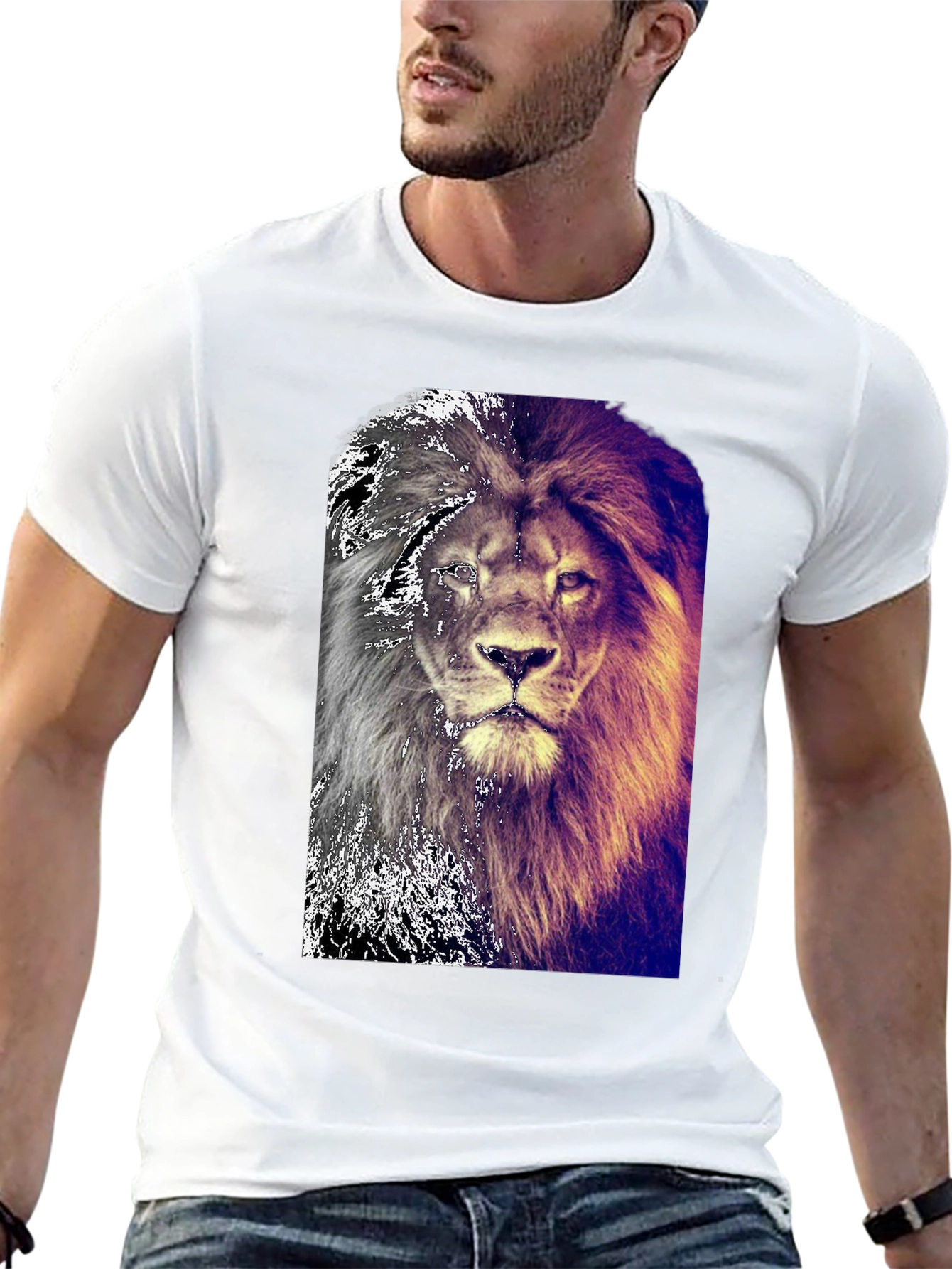Lion Graphic Black T-Shirt for Men