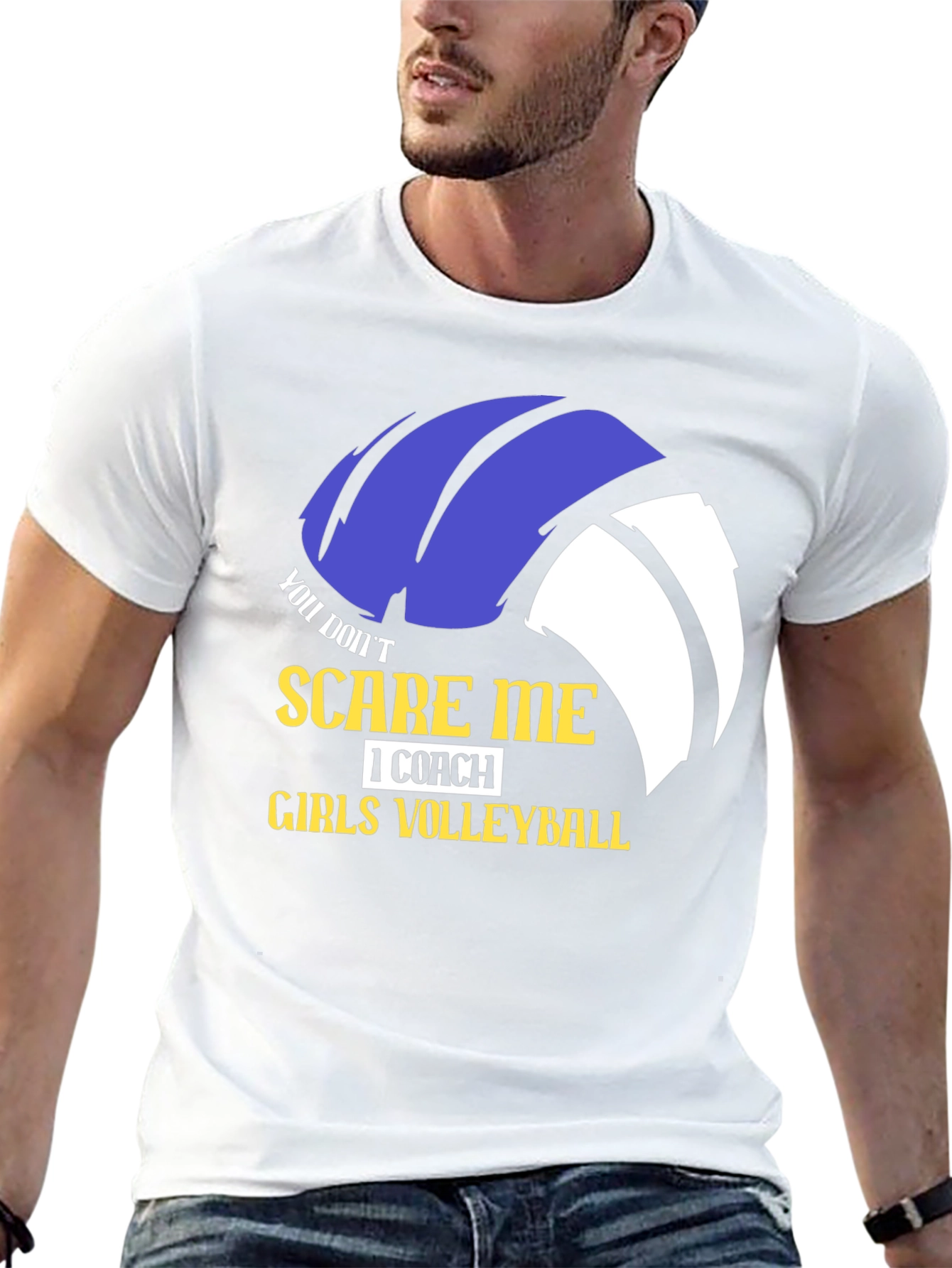 Girls Volleyball Coach T-Shirt - You Dont Scare Me!