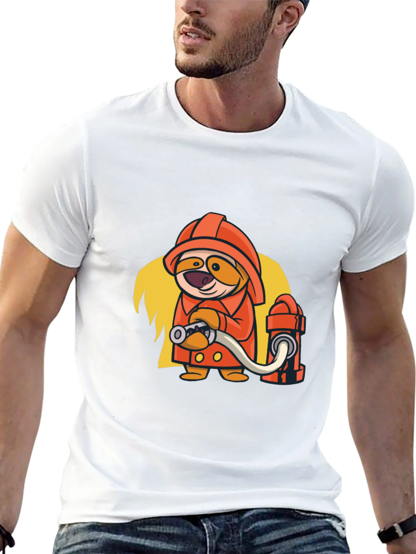 Cartoon Firefighter Graphic Tee