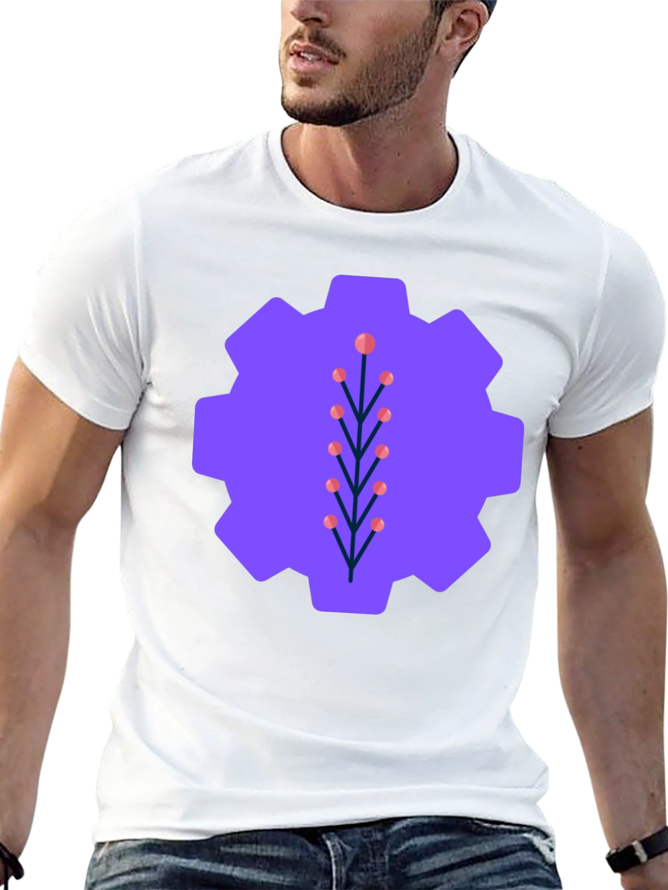 Abstract Gear Graphic Tee - Modern Style
