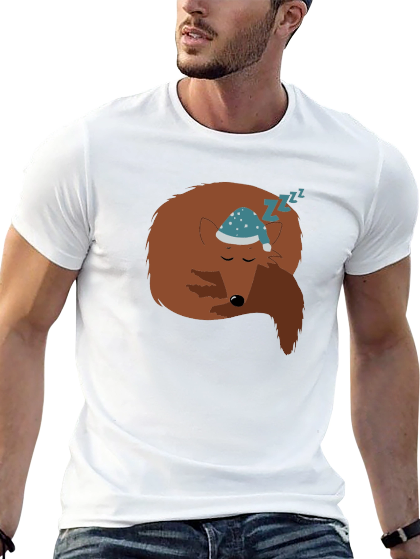 Sleeping Fox Graphic T-Shirt - Black