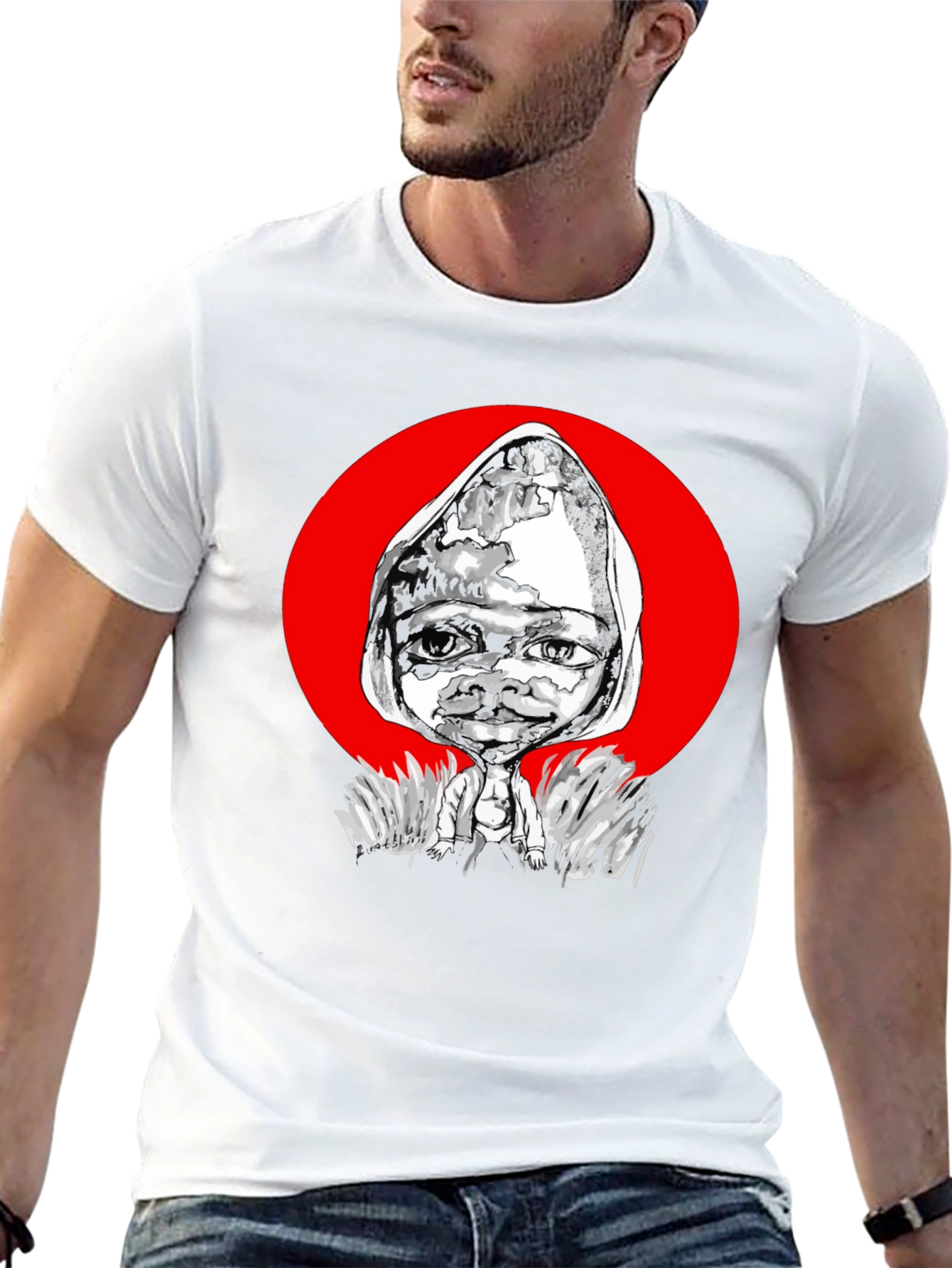 Artistic Graphic Print Tee - Unique Black T-Shirt