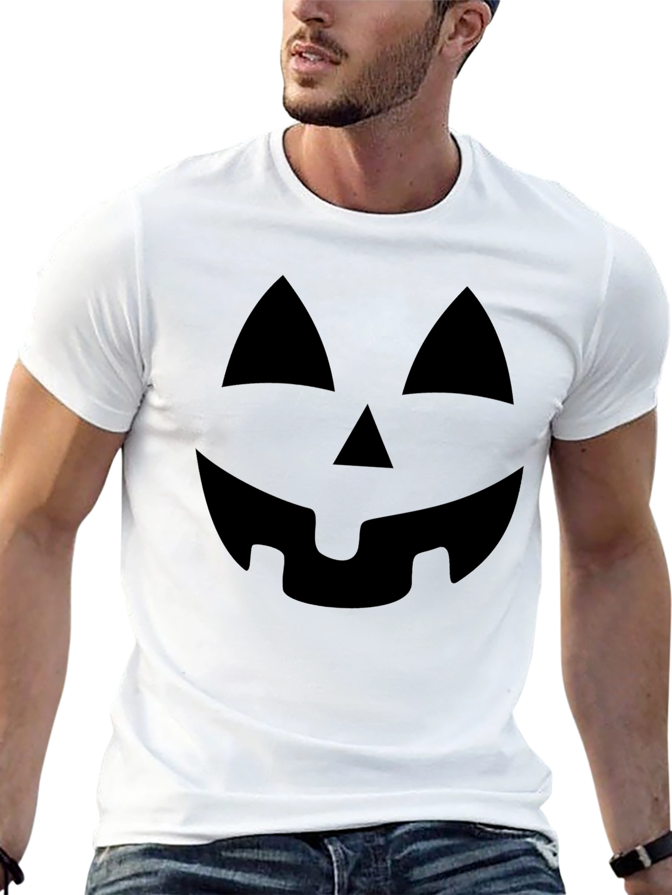 Halloween Pumpkin Face Black T-Shirt