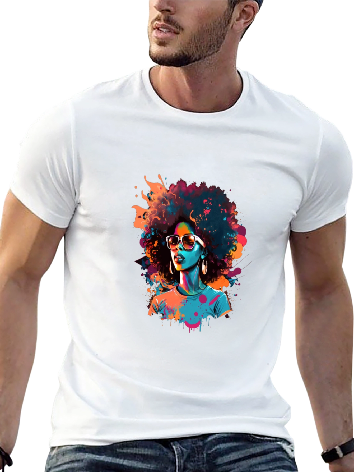 Afro Pop Art Black T-Shirt
