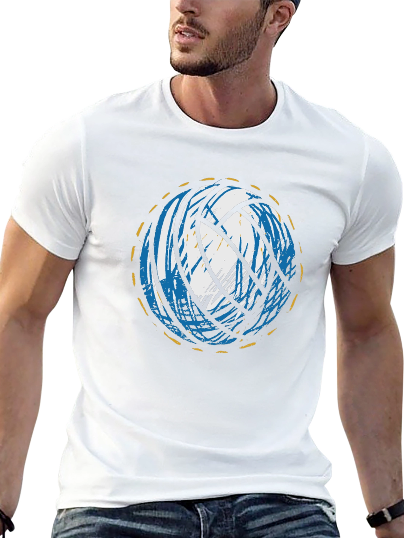 Volleyball Graphic Tee - Black Crew Neck