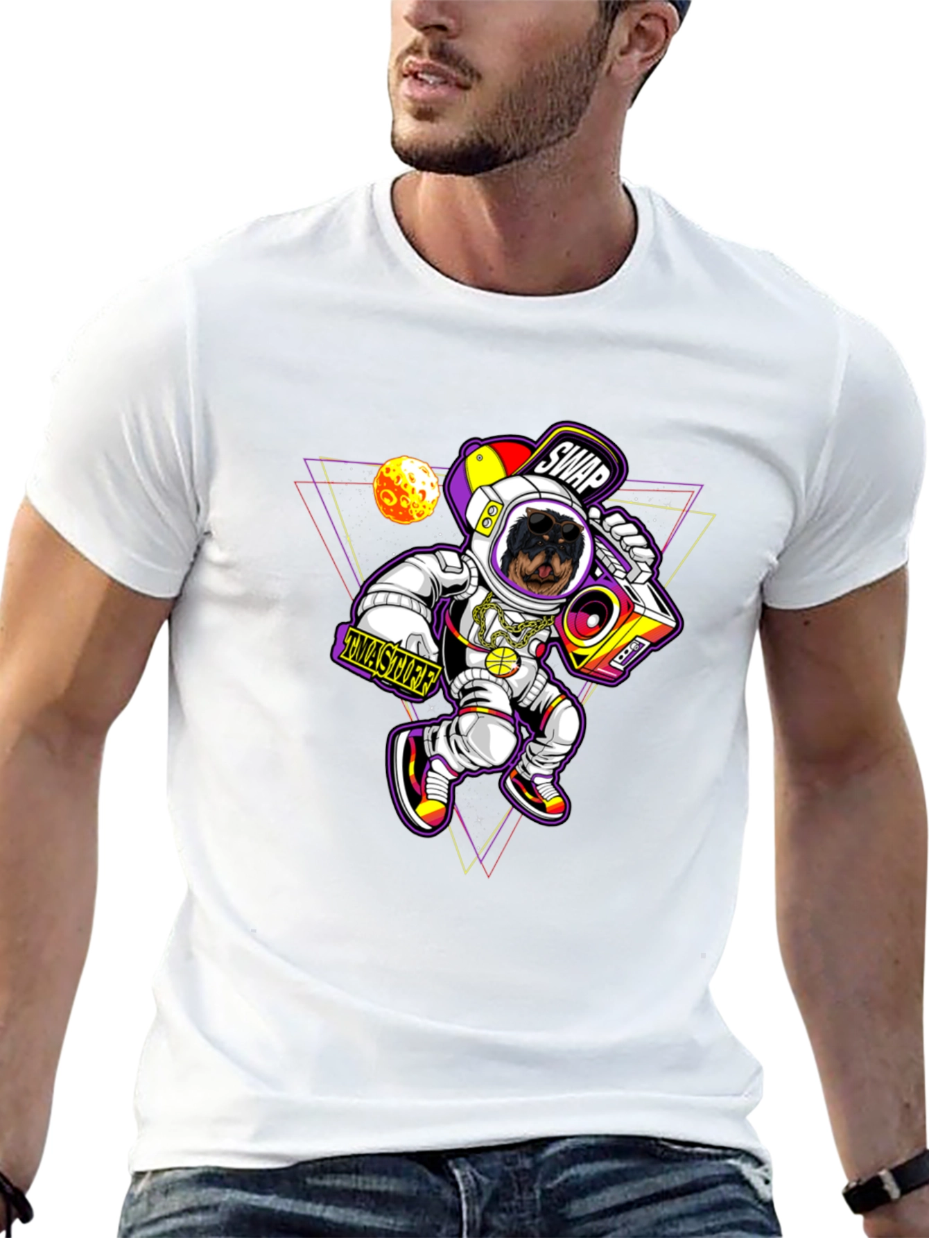 Rottweiler Astronaut Black T-Shirt