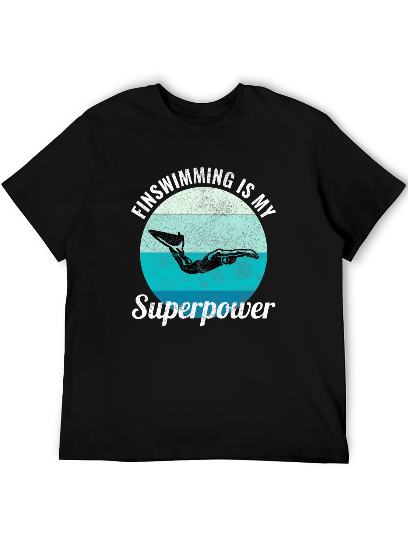 Finswimming is My Superpower Black T-Shirt