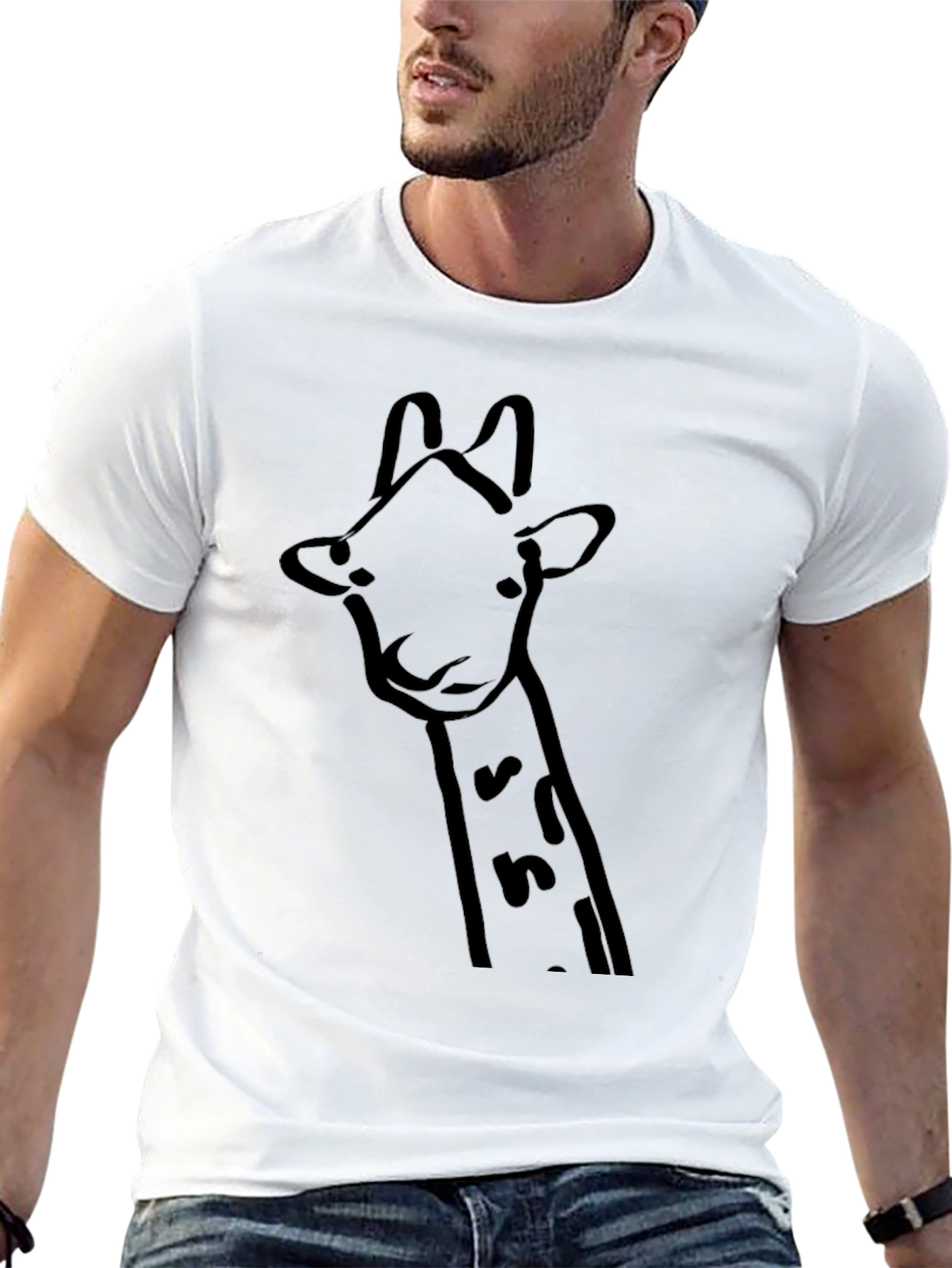 Giraffe Outline Graphic Black T-Shirt