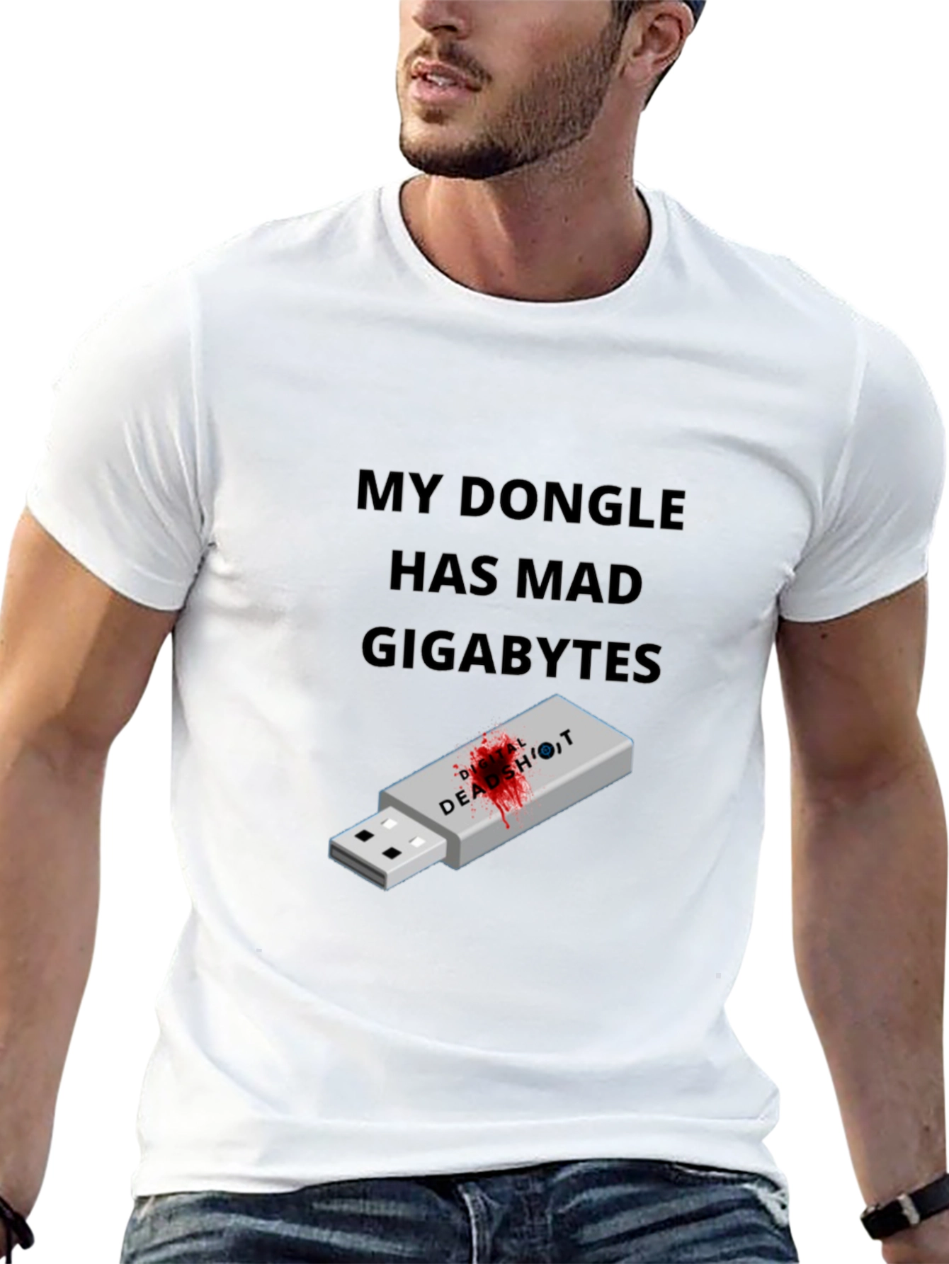 My Dongle Has Mad Gigabytes Black Graphic Tee