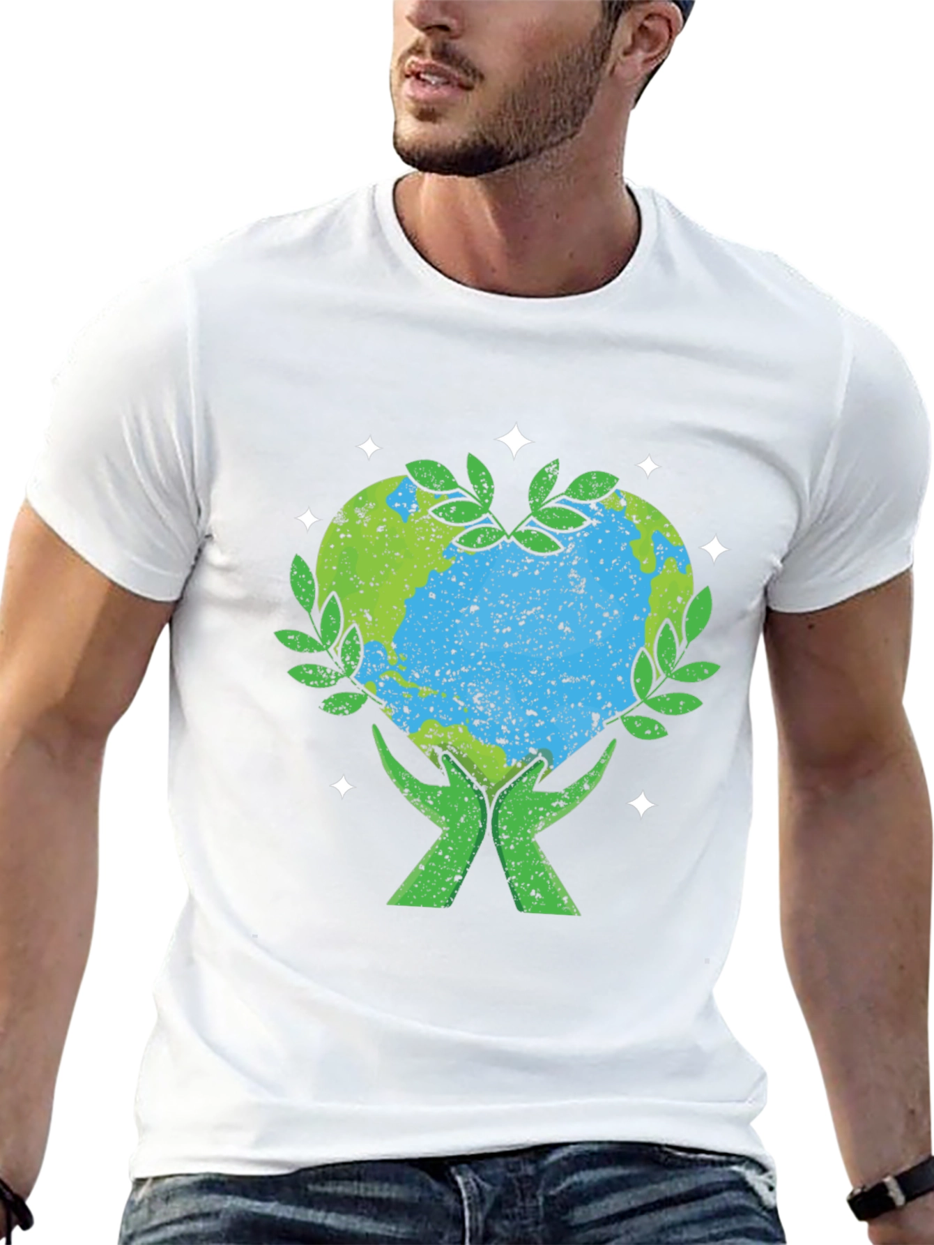 Earth Heart Hands Graphic T-Shirt