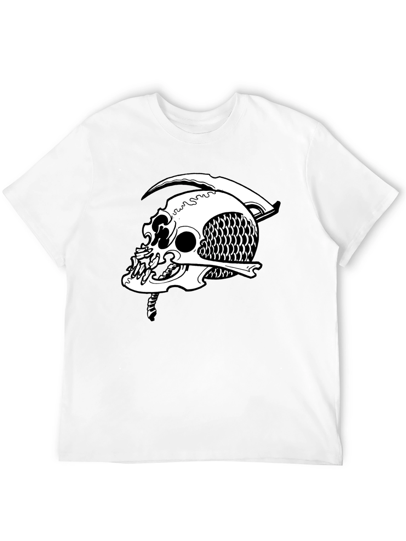 Grim Reaper Skull Graphic Tee - Black Cotton T-Shirt