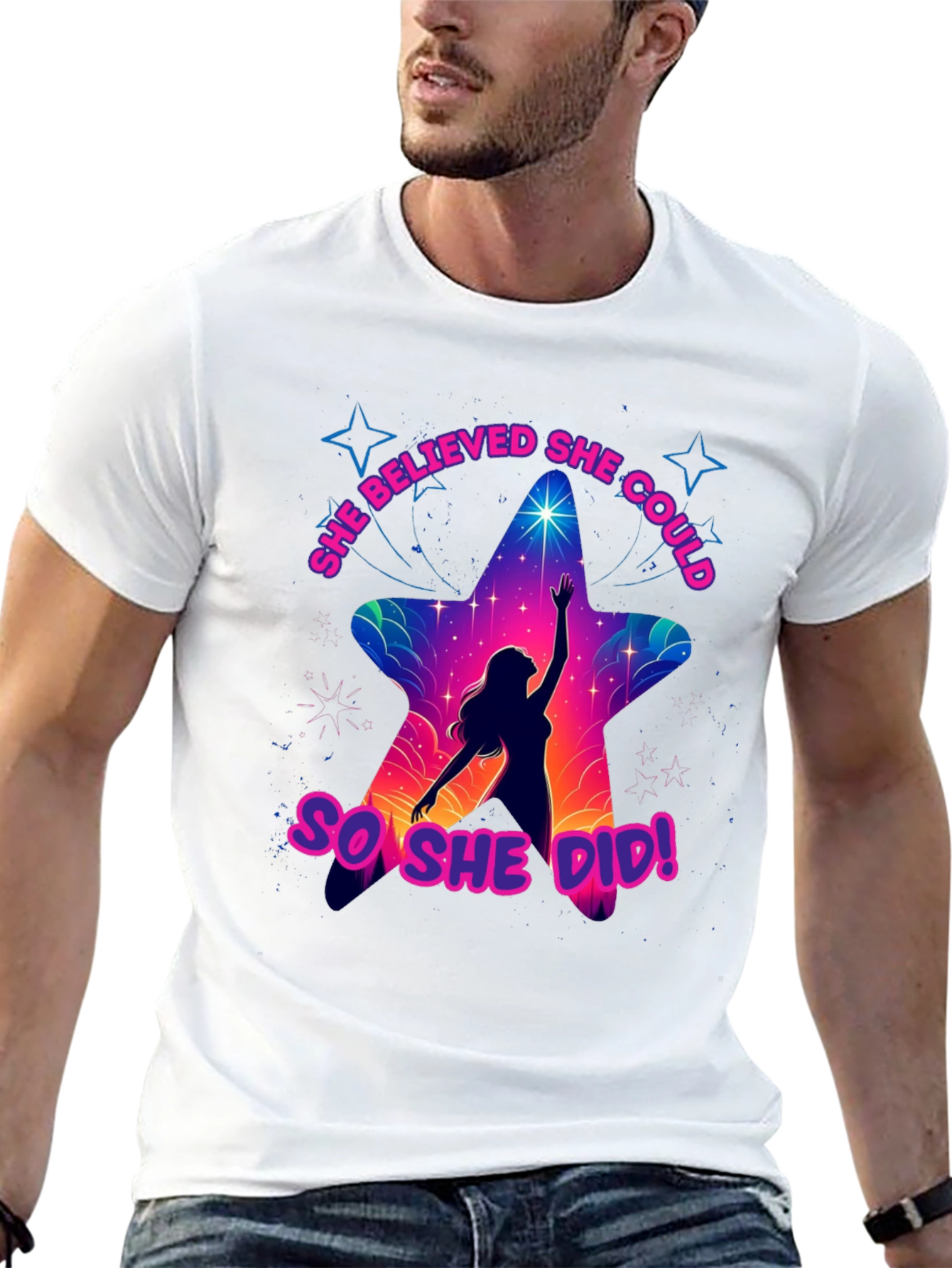 She Believed She Could T-Shirt - Motivational Star Design