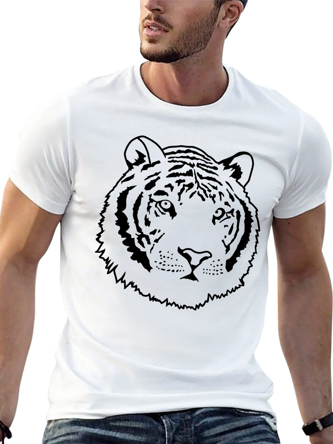 Mens Black Tiger Graphic Tee