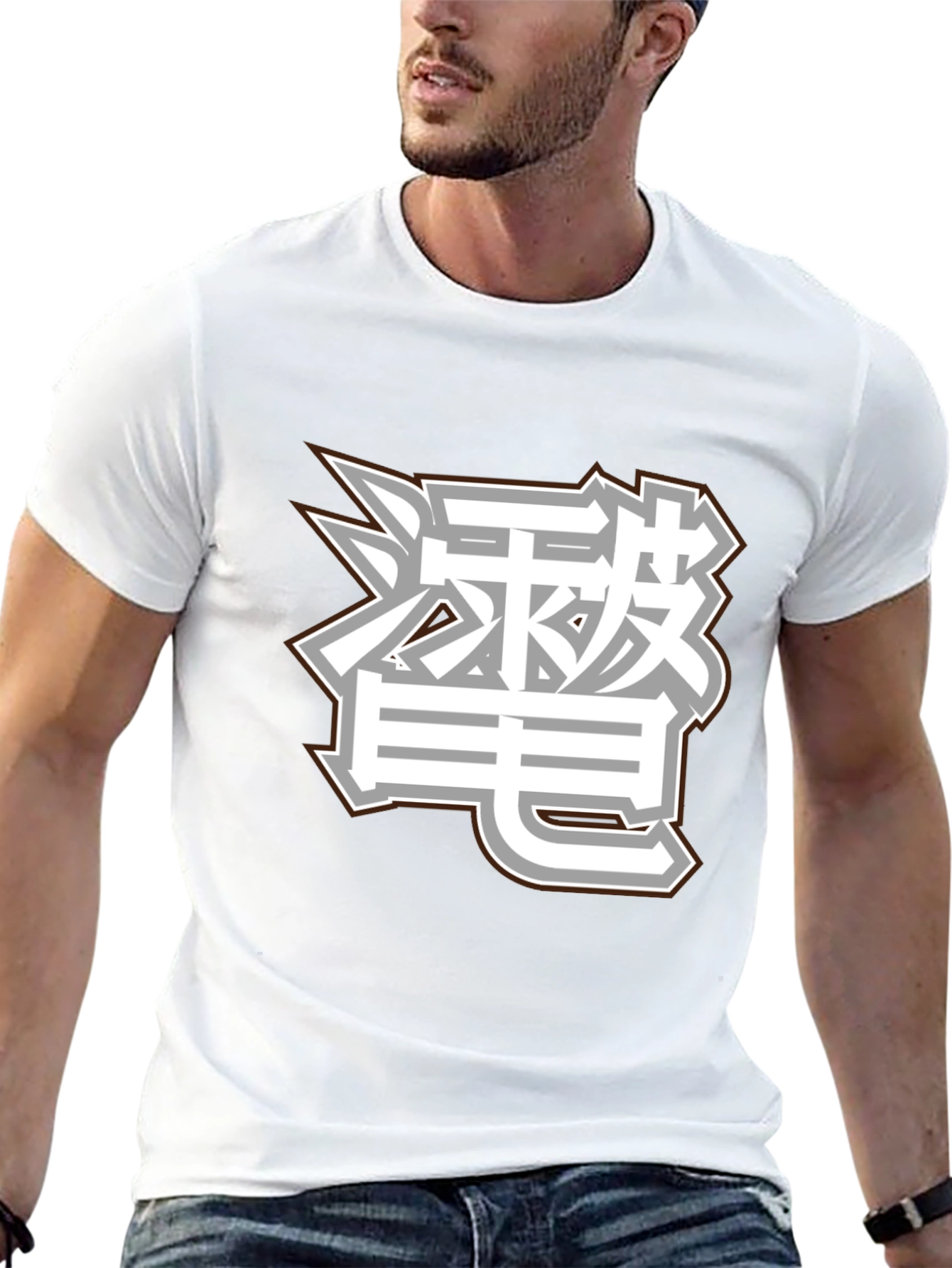 Black T-Shirt with Asian Inspired Graphic Design