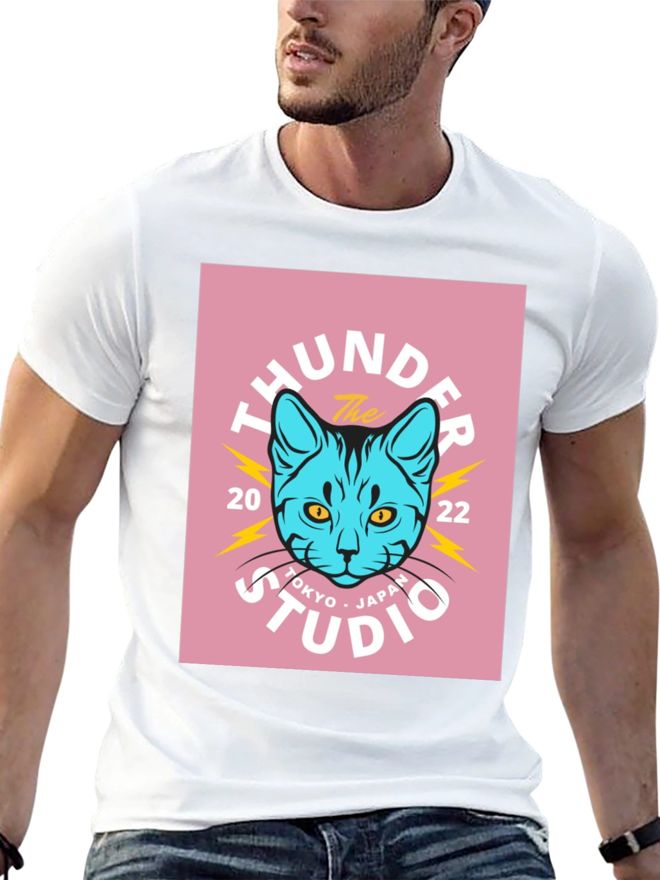 Thunder Studio Tokyo Cat Graphic T-Shirt