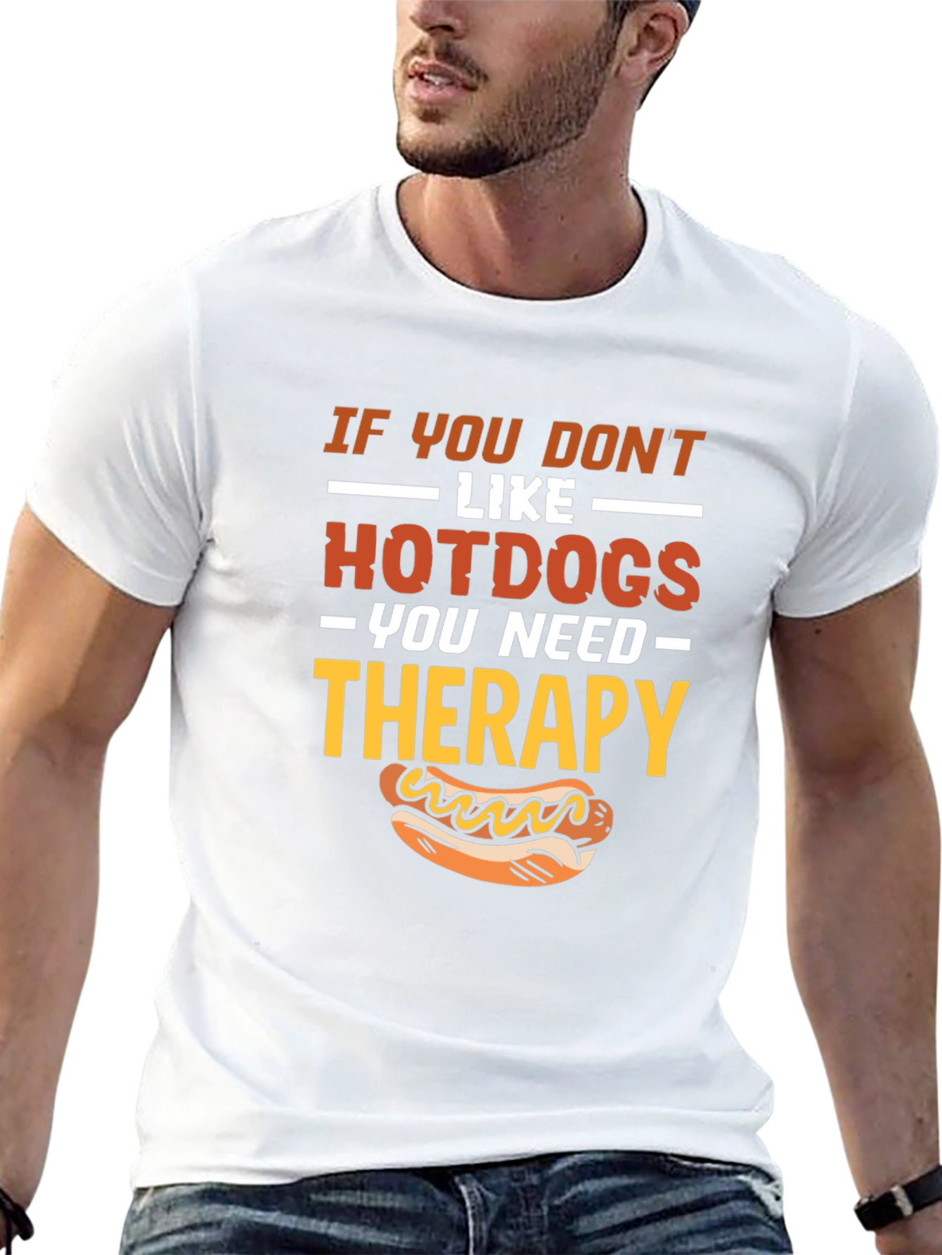 Funny Hotdog Therapy Black T-Shirt