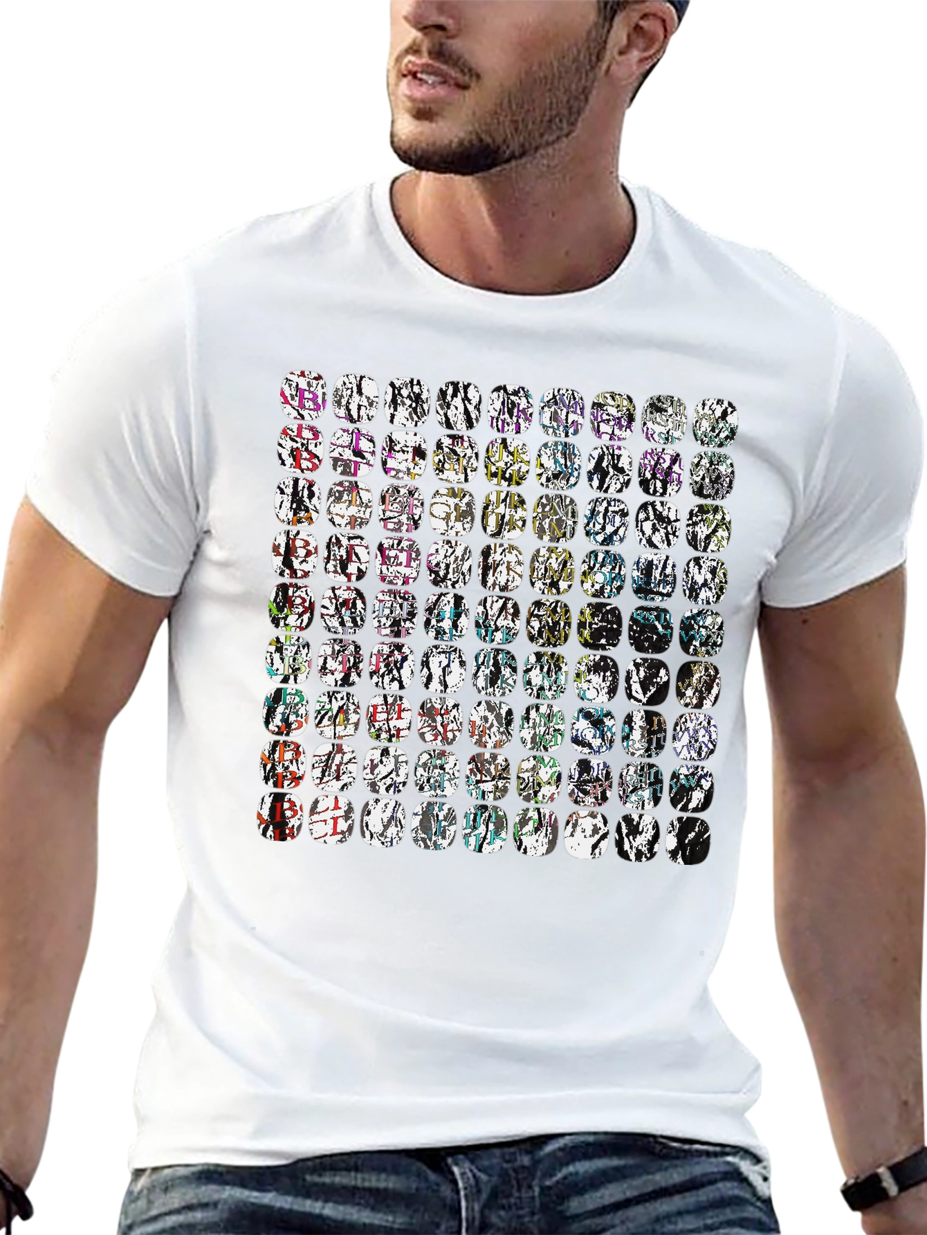 Abstract Mosaic Graphic Black Tee