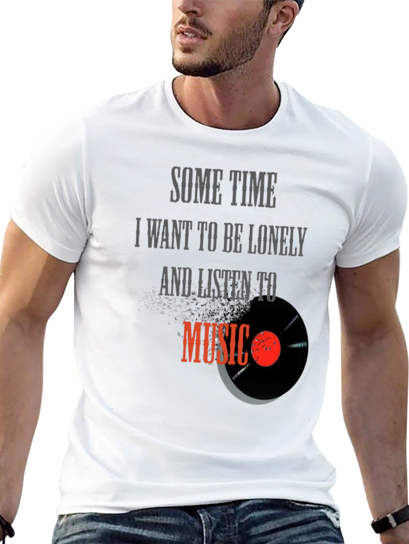 Lonely Music Lover Black T-Shirt