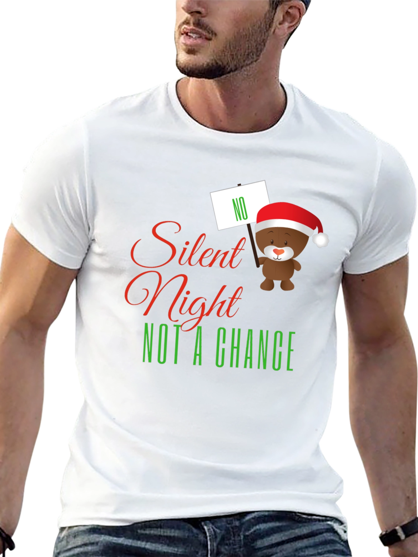 Silent Night NOT A CHANCE Funny Christmas Graphic Tee