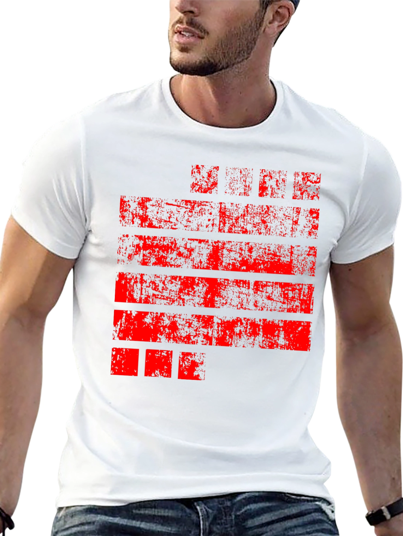 Distressed Red Graphic Black T-Shirt