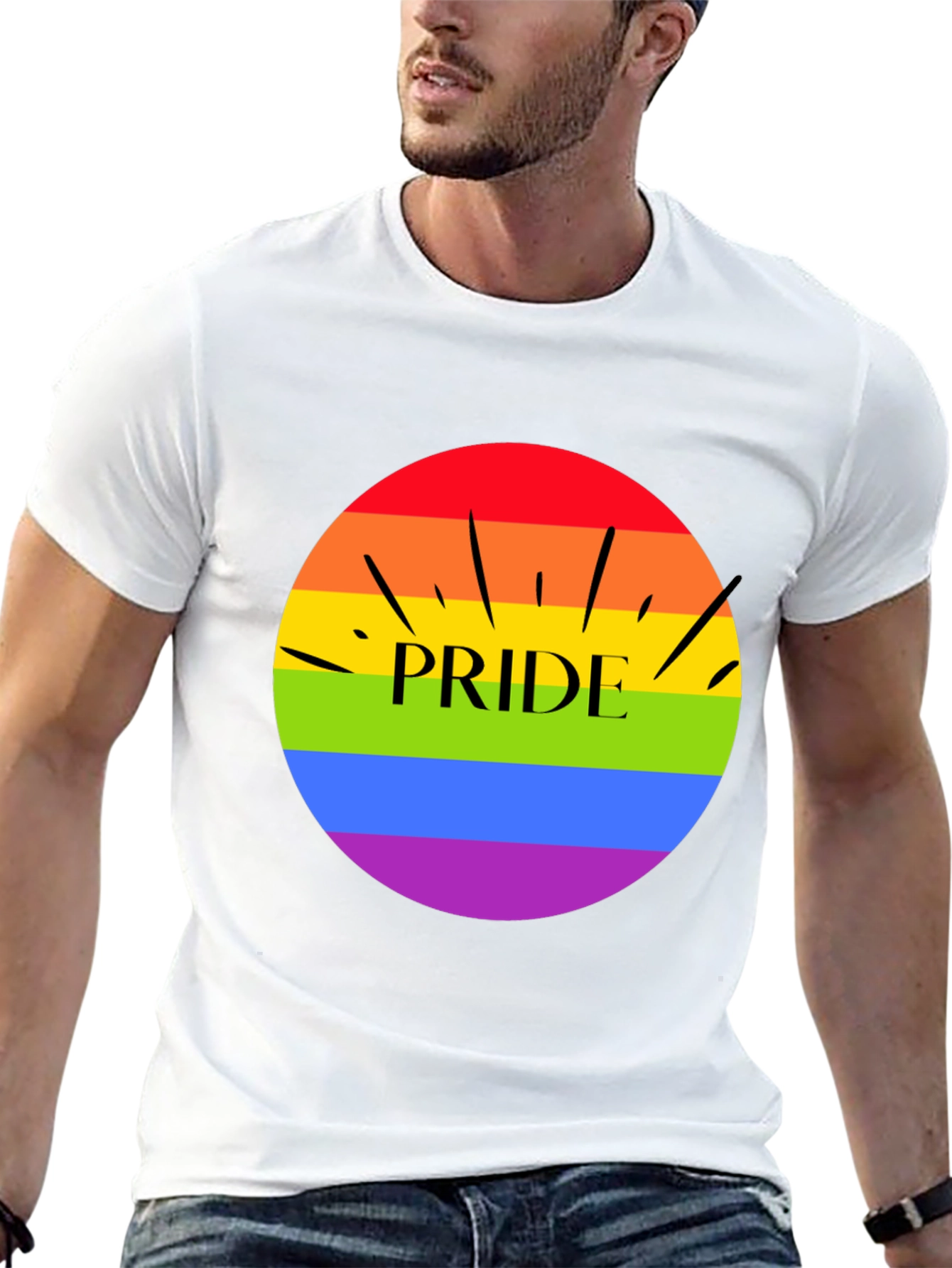 Pride T-Shirt - Rainbow Circle Design
