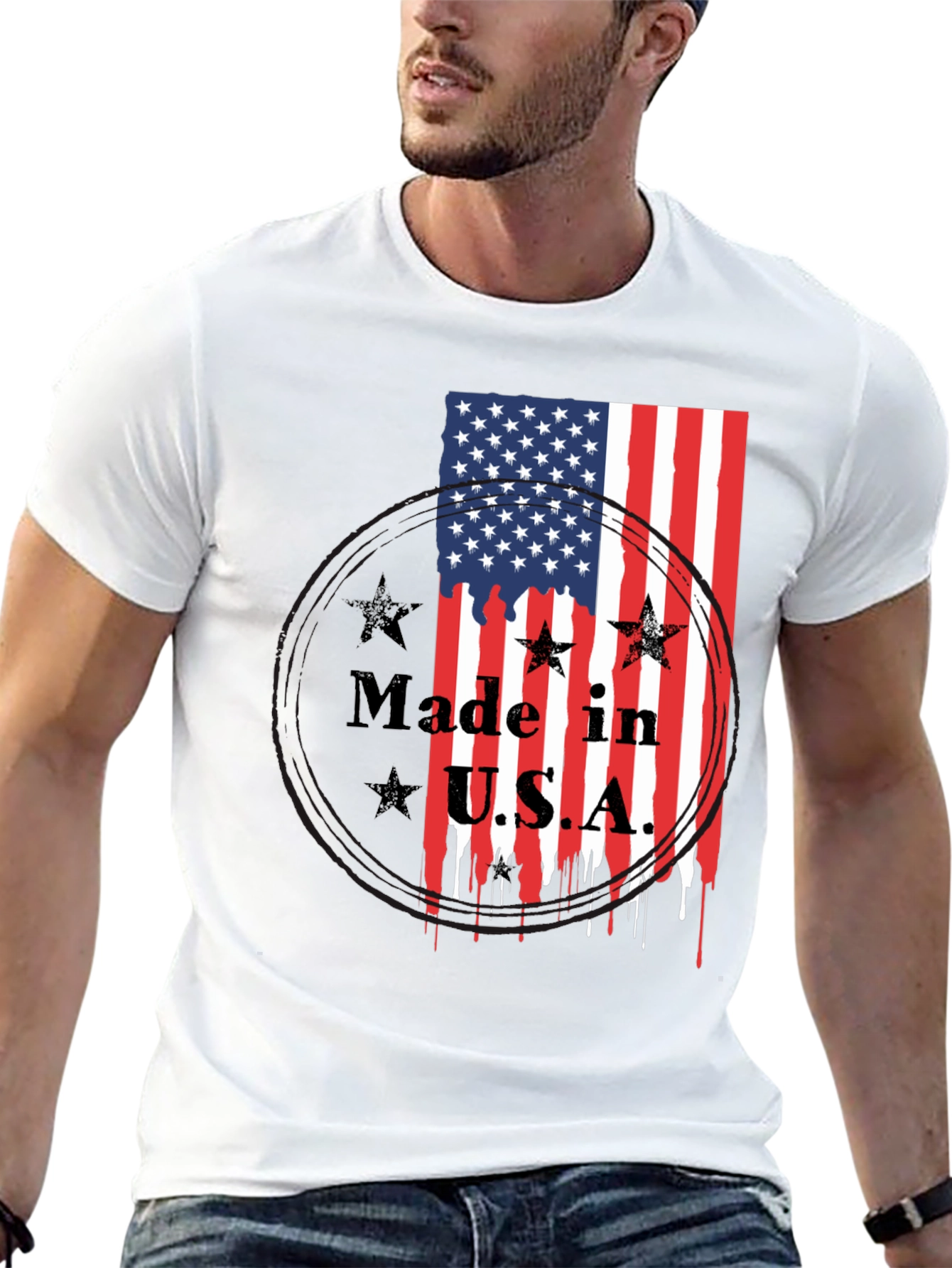 Made in USA American Flag Graphic T-Shirt