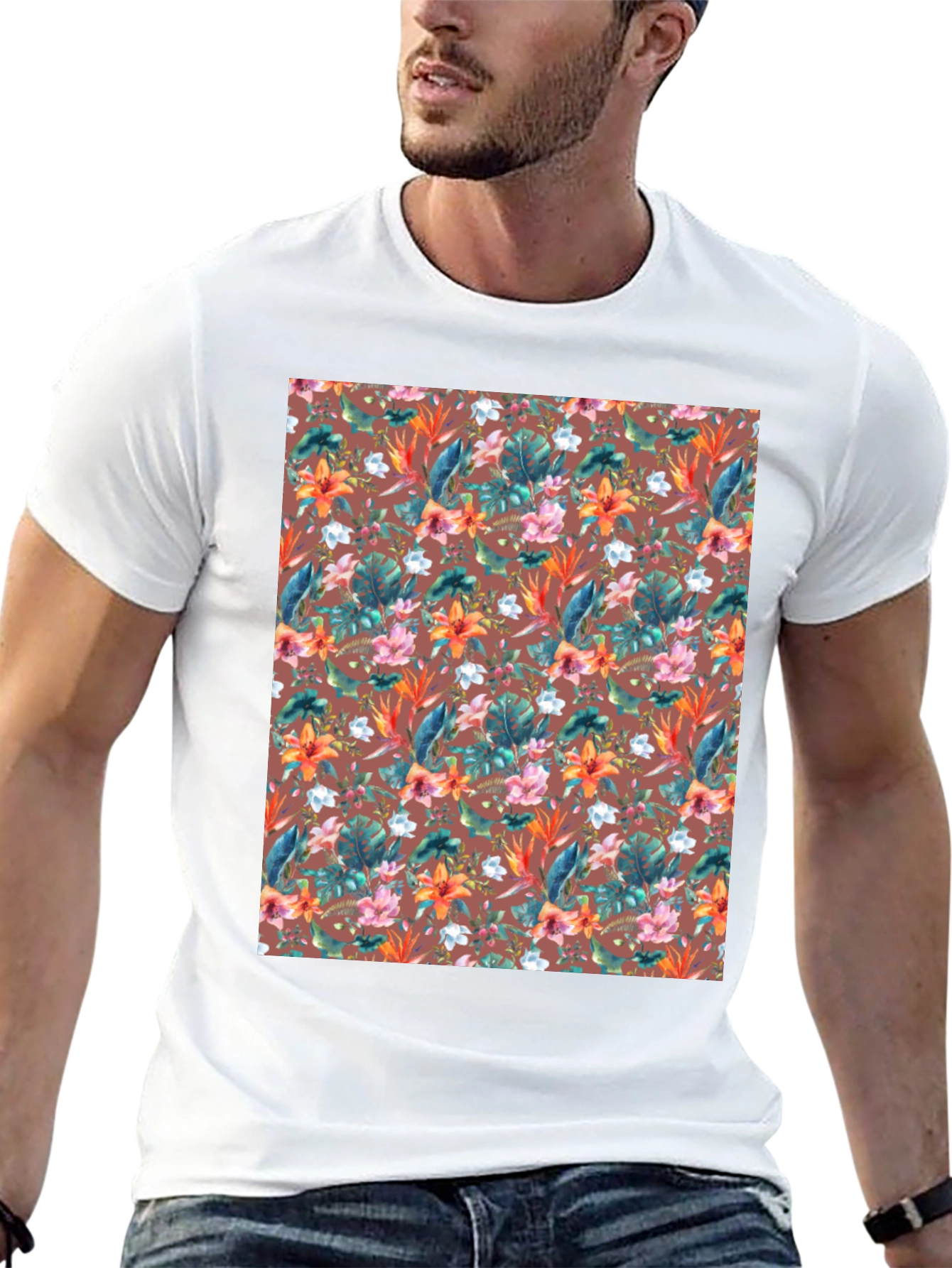 Tropical Floral Print T-Shirt - Casual Comfort