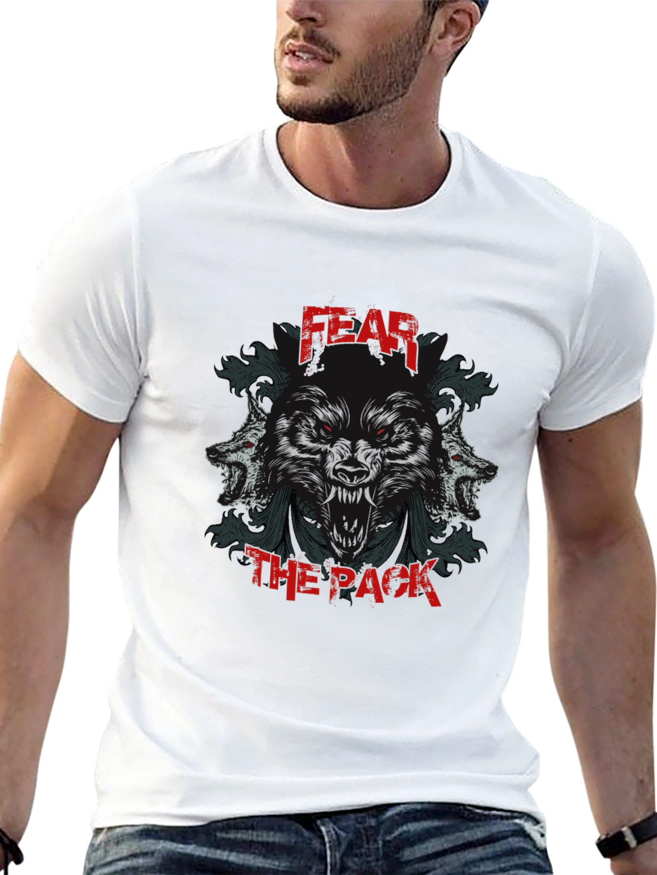 Fear the Pack Graphic Print Black T-Shirt