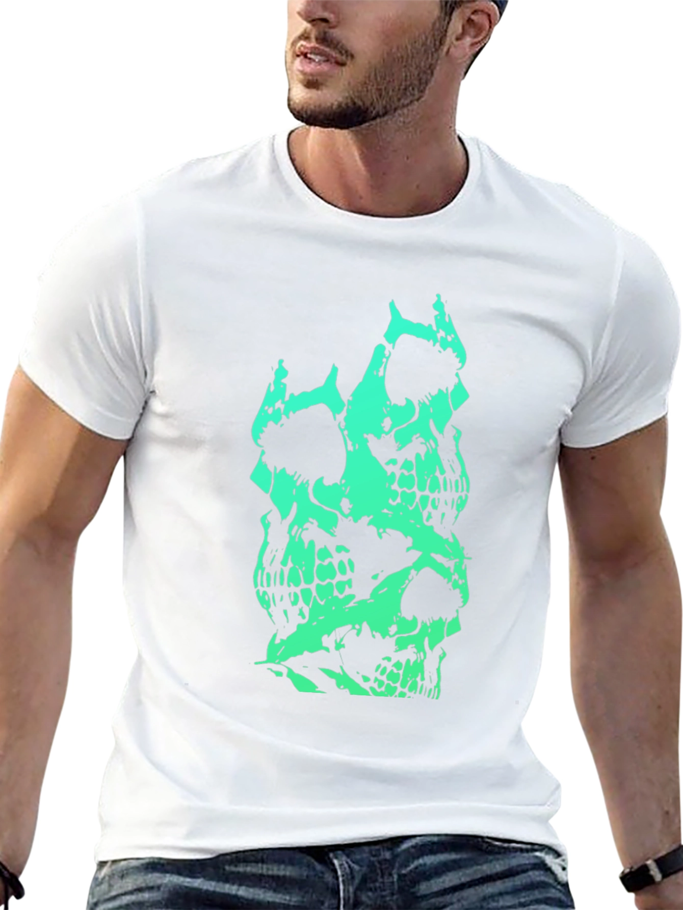 Stacked Skull Graphic Tee - Mens Black T-Shirt