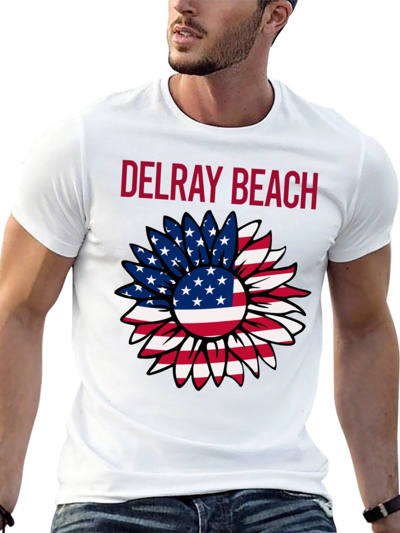 Delray Beach Patriotic Sunflower Graphic Tee