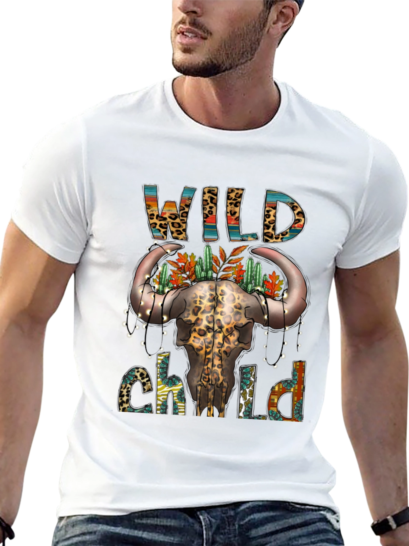 Wild Child Bull Skull Graphic Tee - Western Style