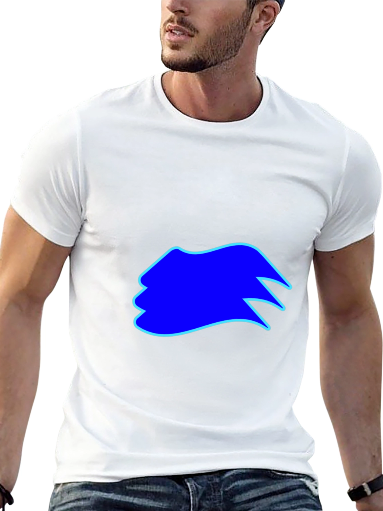 Mens Black T-Shirt with Blue Graphic Design