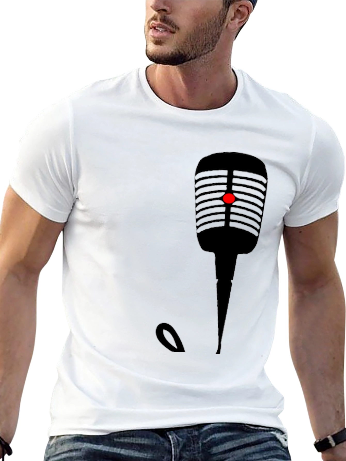 Retro Microphone Graphic Tee - Classic Style