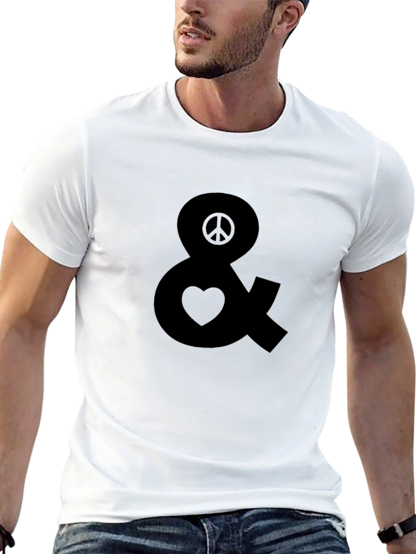 Peace & Love Graphic Tee - Black Cotton T-Shirt