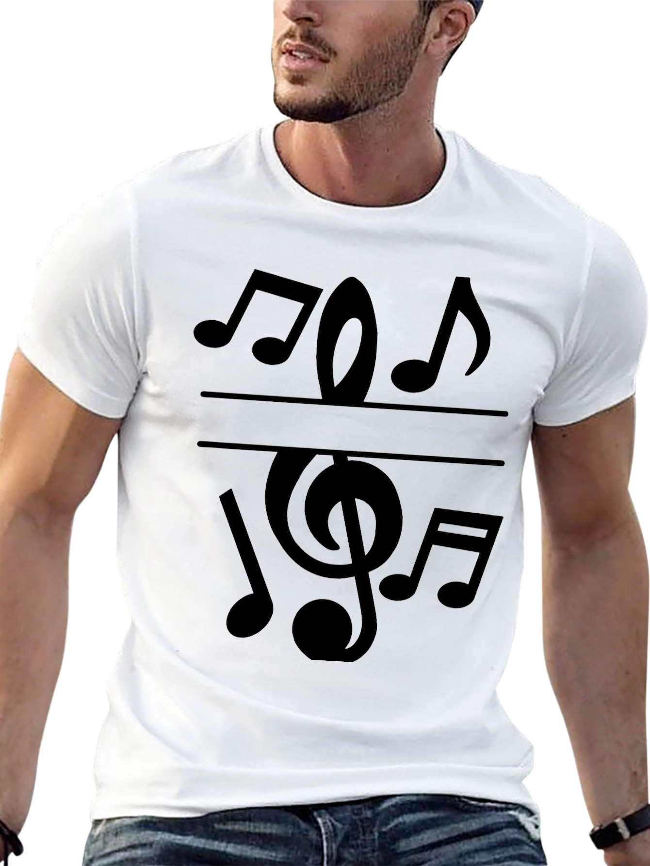 Musical Note Graphic Tee - Stylish Black T-Shirt