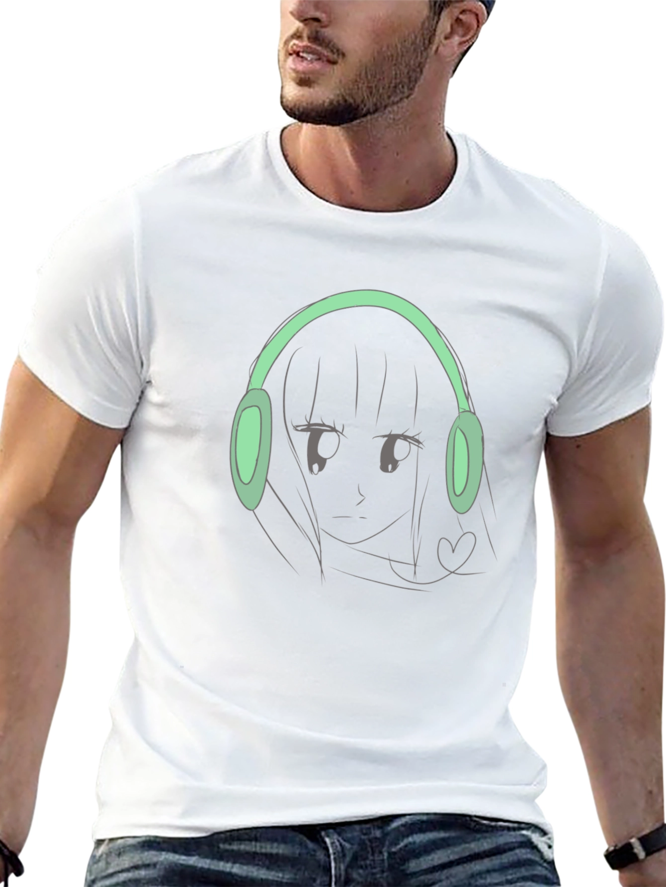 Anime Girl with Headphones Graphic Tee