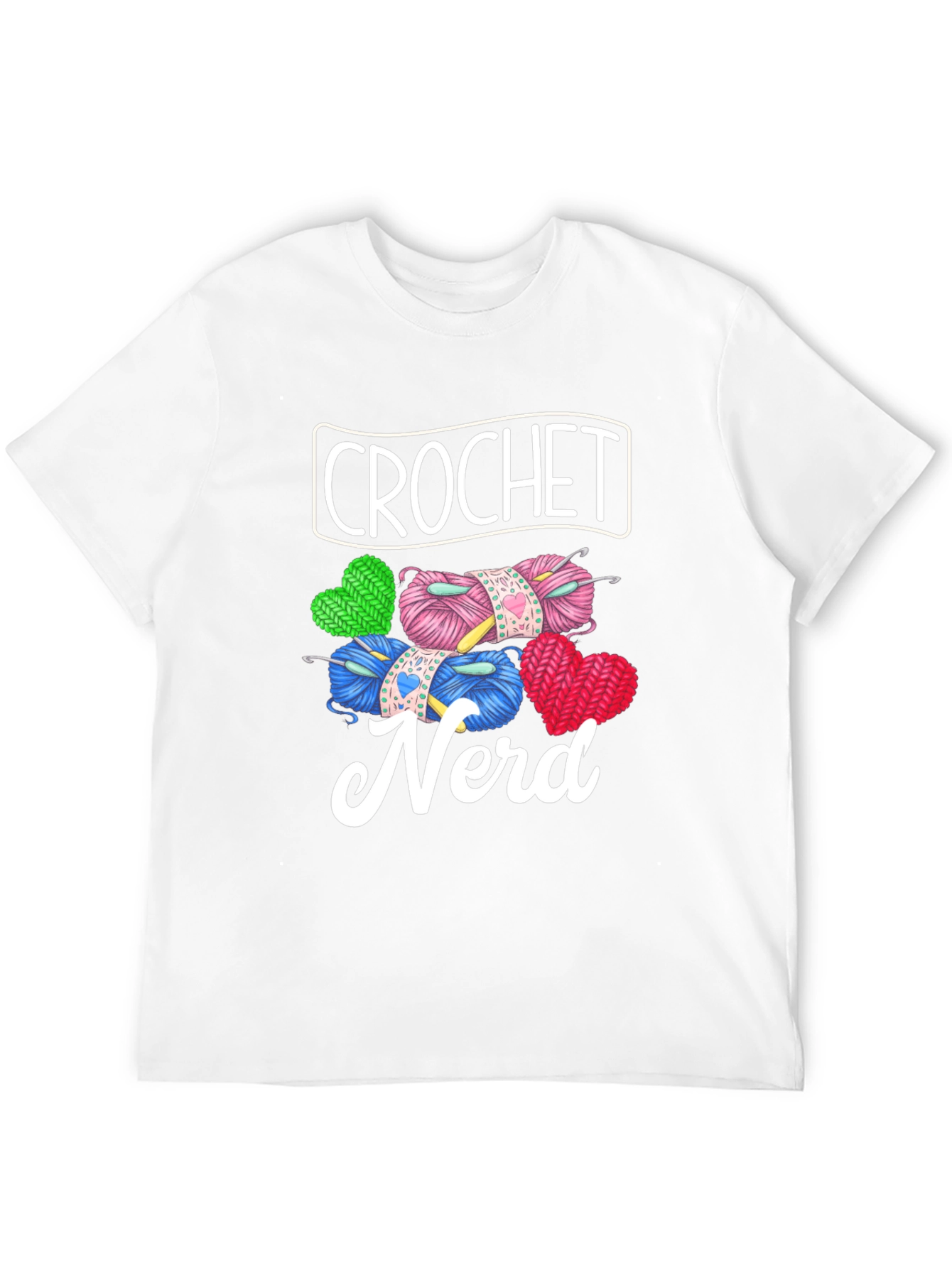 Crochet Nerd Graphic T-Shirt - Knitted Yarn Heart Design