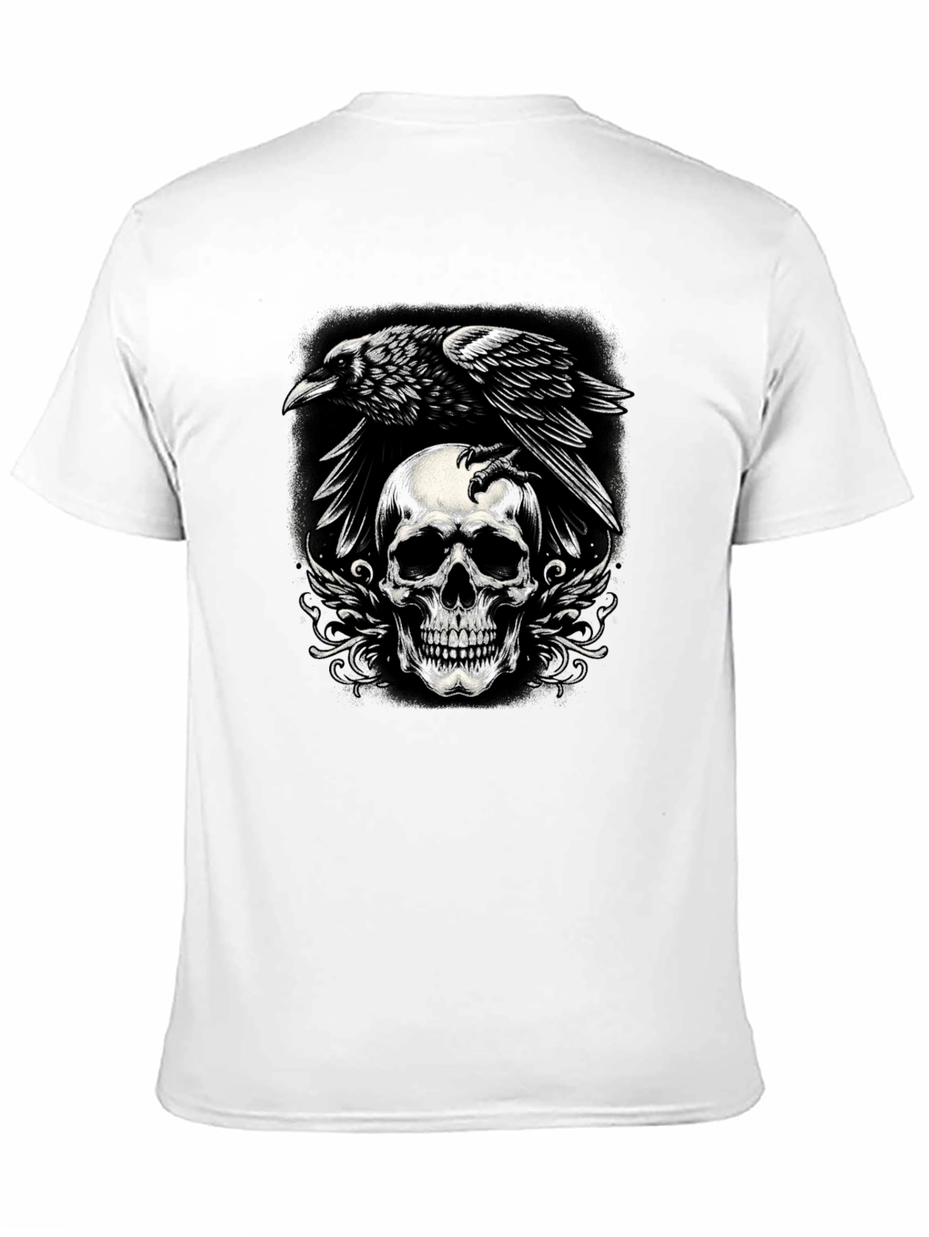 Raven Skull Graphic Tee - Dark Style