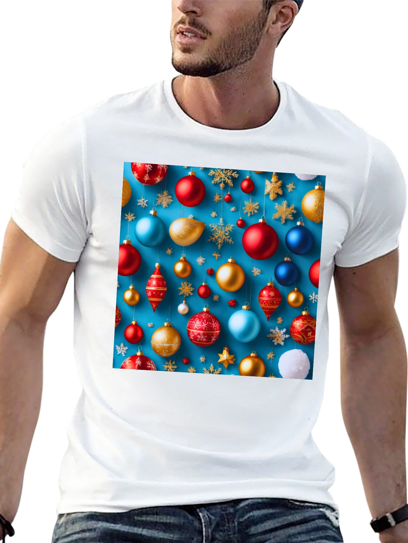 Festive Christmas Ornament Pattern T-Shirt
