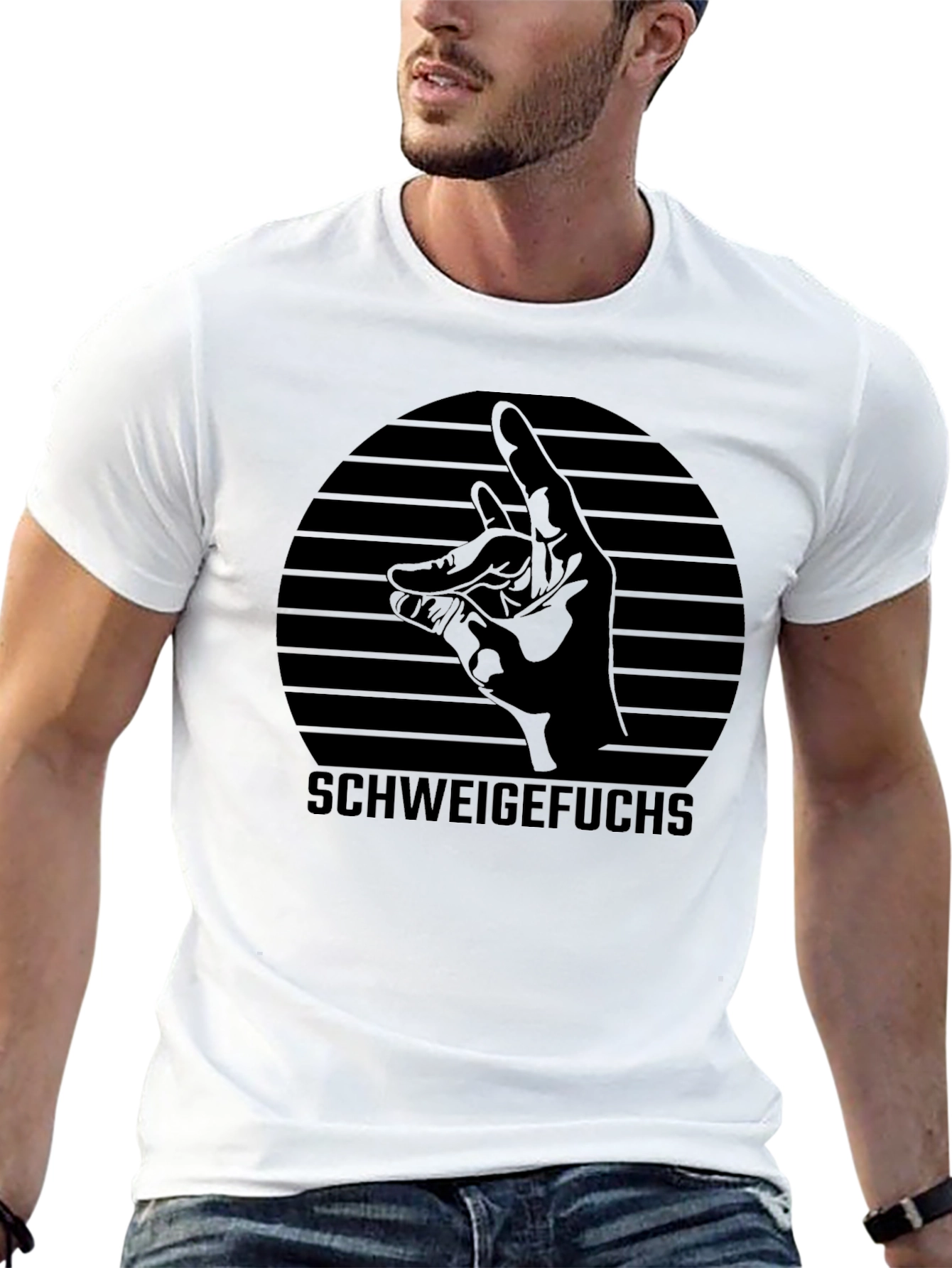 Schweige Fuchs Black Graphic T-Shirt