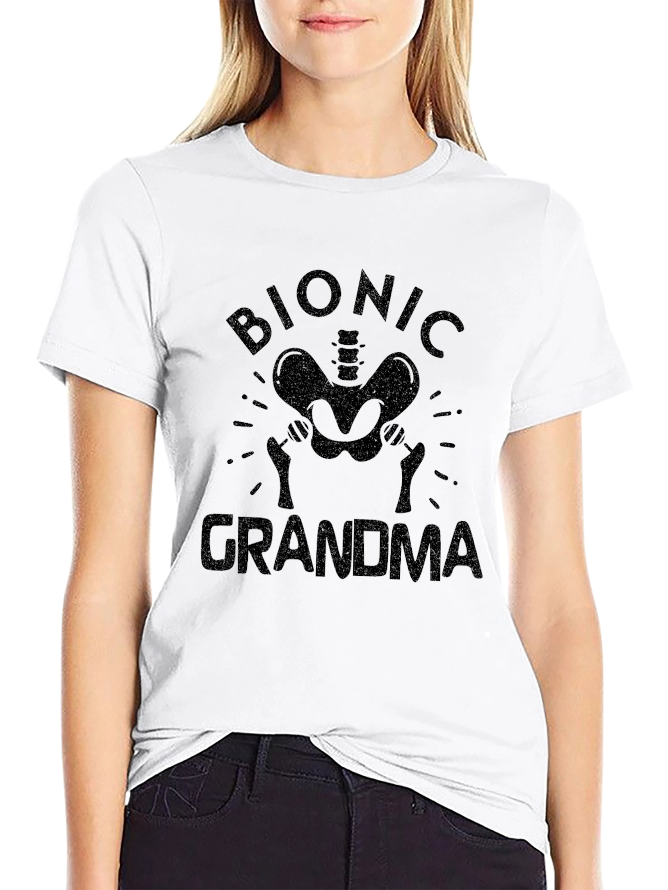 Bionic Grandma T-Shirt - Black Novelty Tee